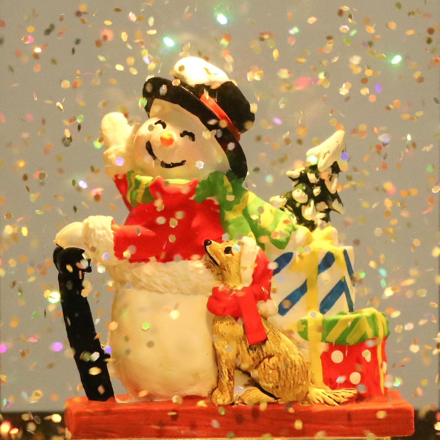 GenSwin Linterna de globo de nieve de Navidad, tren de remolino de agua, purpurina con temporizador de 6 horas, iluminación LED musical, funciona