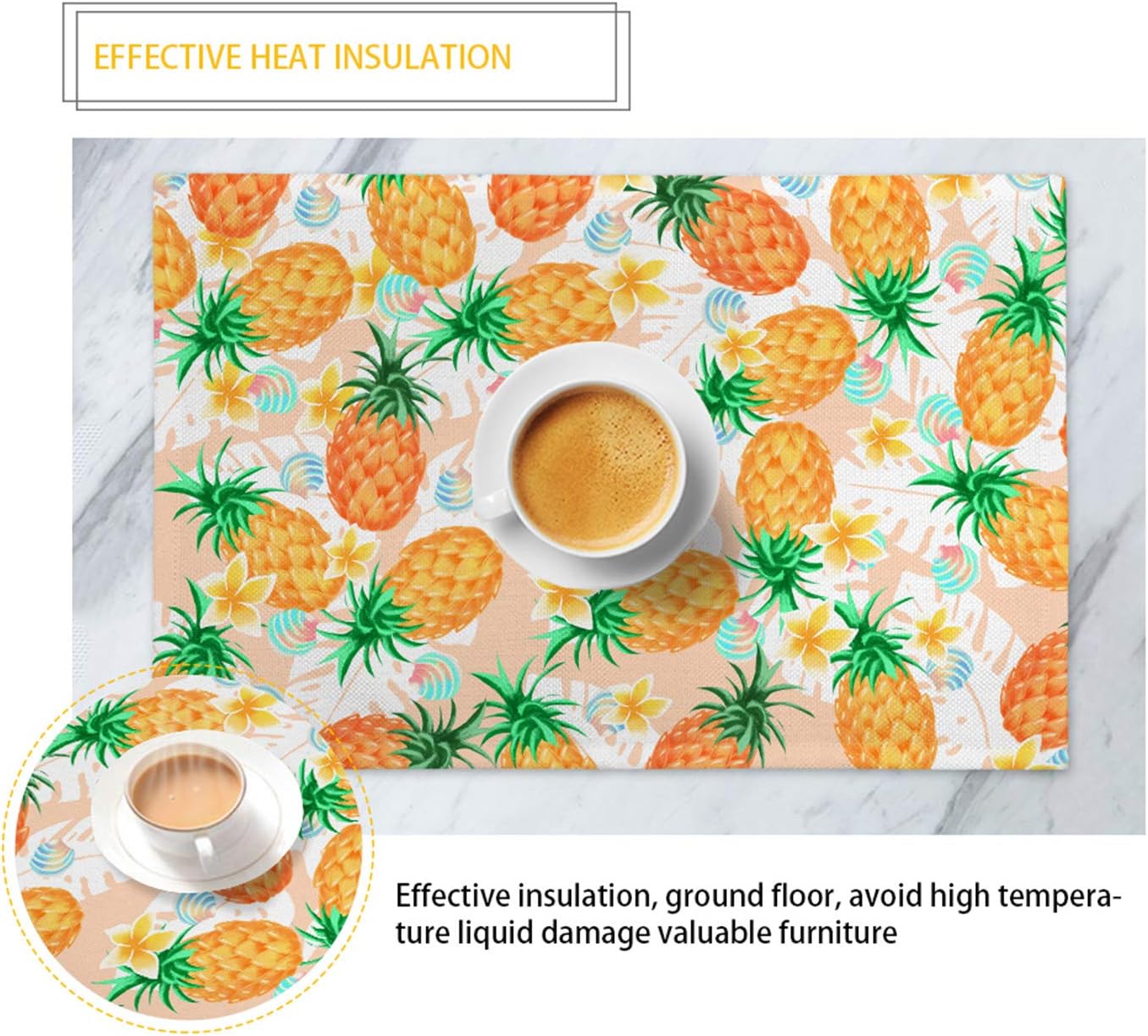Juego de 6 manteles individuales para el hogar, manteles individuales para mesa de comedor, cocina, vinilo antideslizante, lavable, PVC, resistente