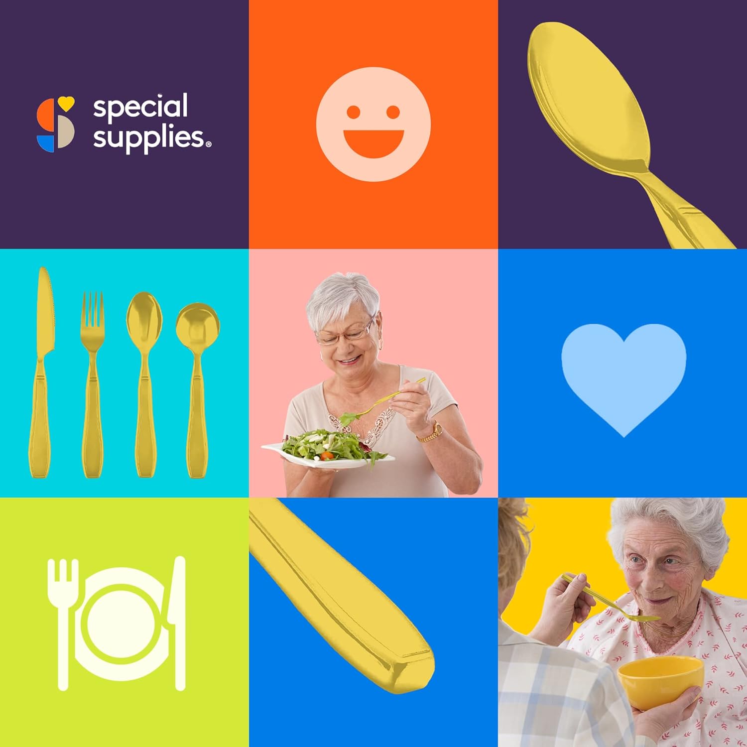 Special Supplies Cubertería pesada de acero inoxidable de alta calidad para pacientes de Parkinson, cubiertos adaptativos para adultos con temblores