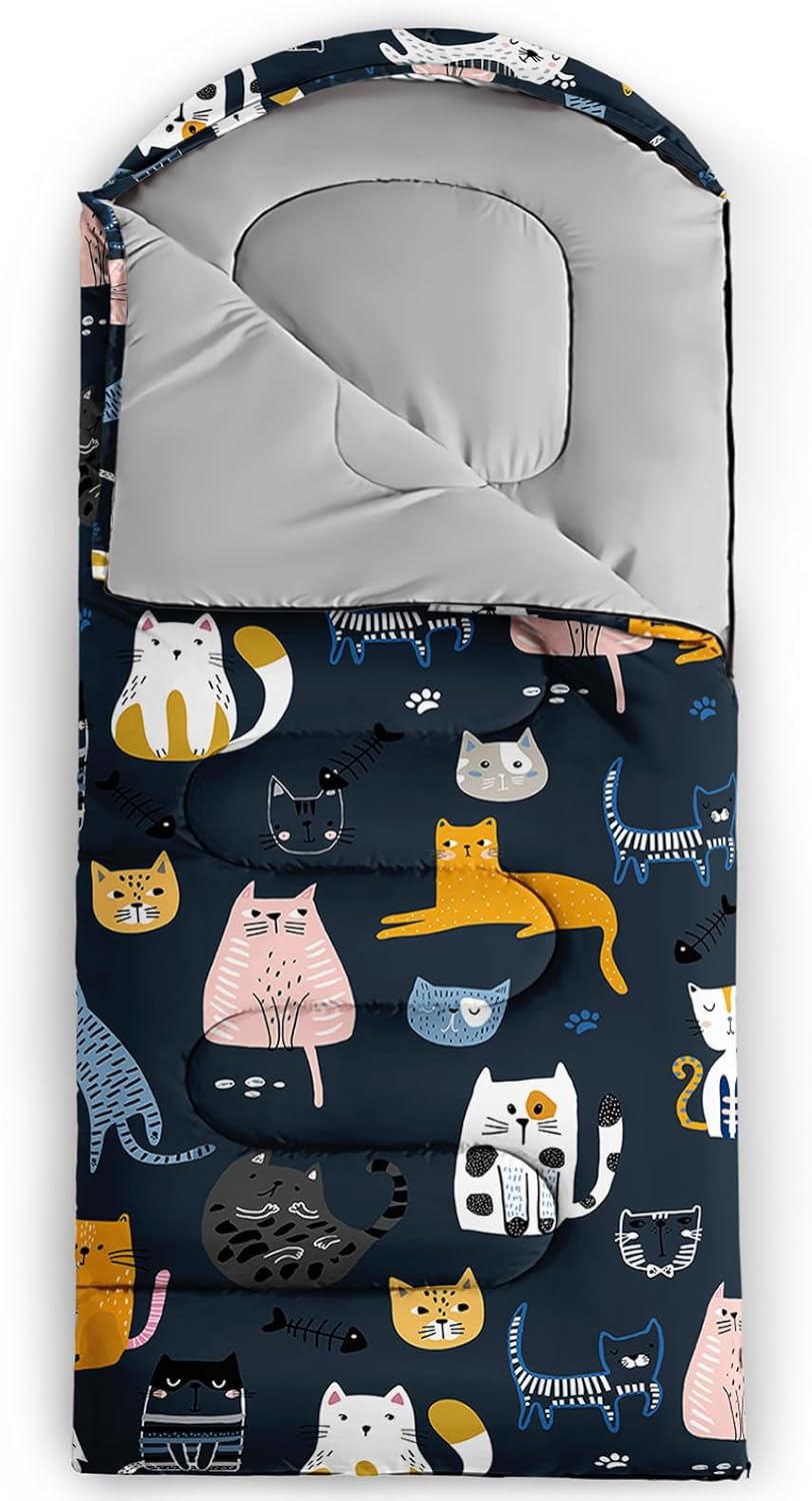 BailiPromise Saco de dormir para camping, 3 estaciones, clima cálido y fresco, ligero, saco de dormir impermeable para adultos y niños, viajes y al