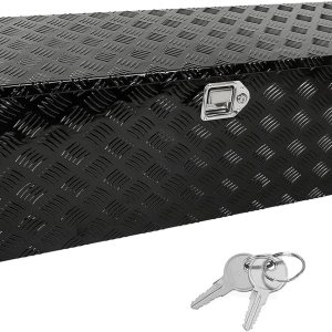 Caja de herramientas de aluminio negro de 49 x 15 x 15 pulgadas con cerradura y llaves, caja de herramientas de 5 barras de banda de rodadura, caja Caja de herramientas de aluminio negro de 49 x 15 x 15 pulgadas con cerradura y llaves, caja de herramientas de 5 barras de banda de rodadura, caja