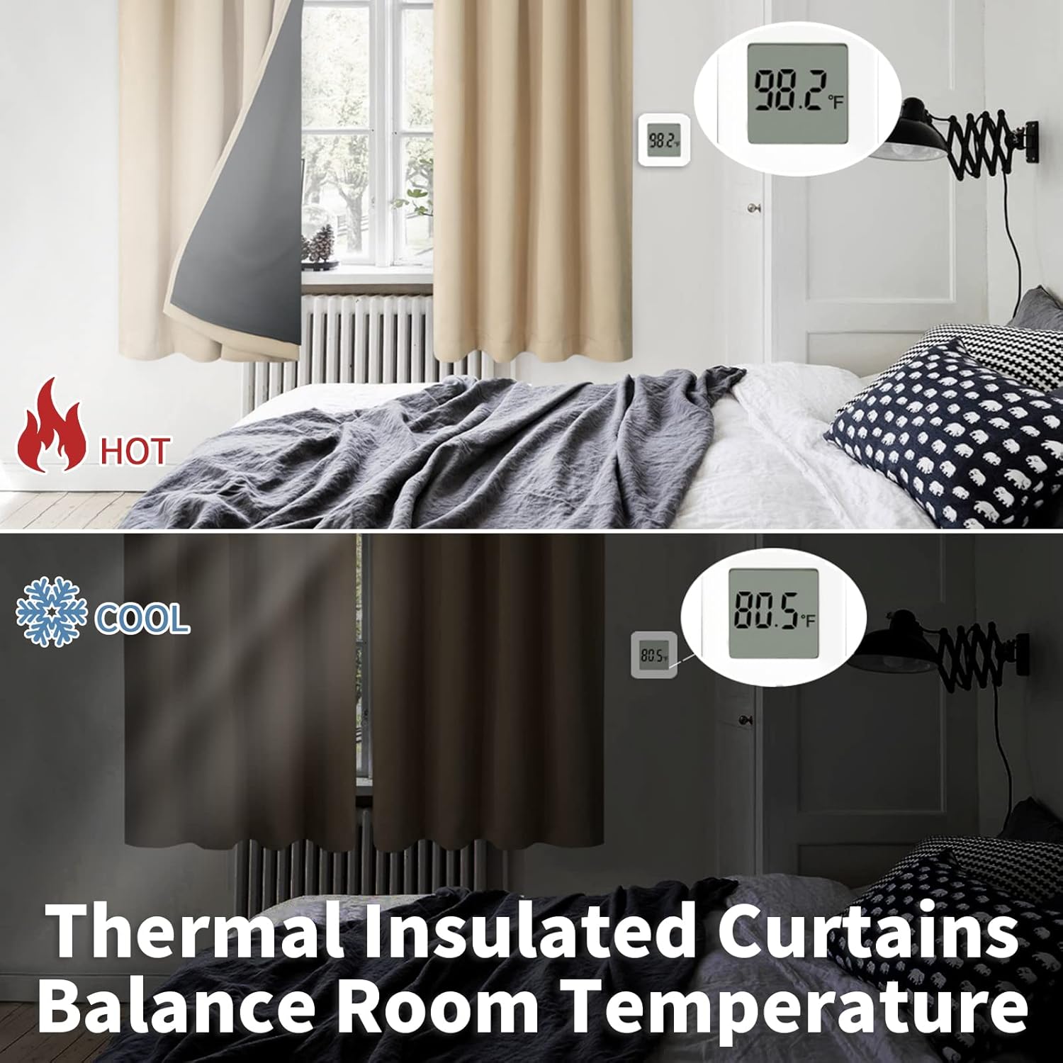 BGment – 2cortinas 100% opacas, con aislamiento térmico, forro negro, de doble capa, oscurecedoras, reductoras de ruido y con bolsillo para