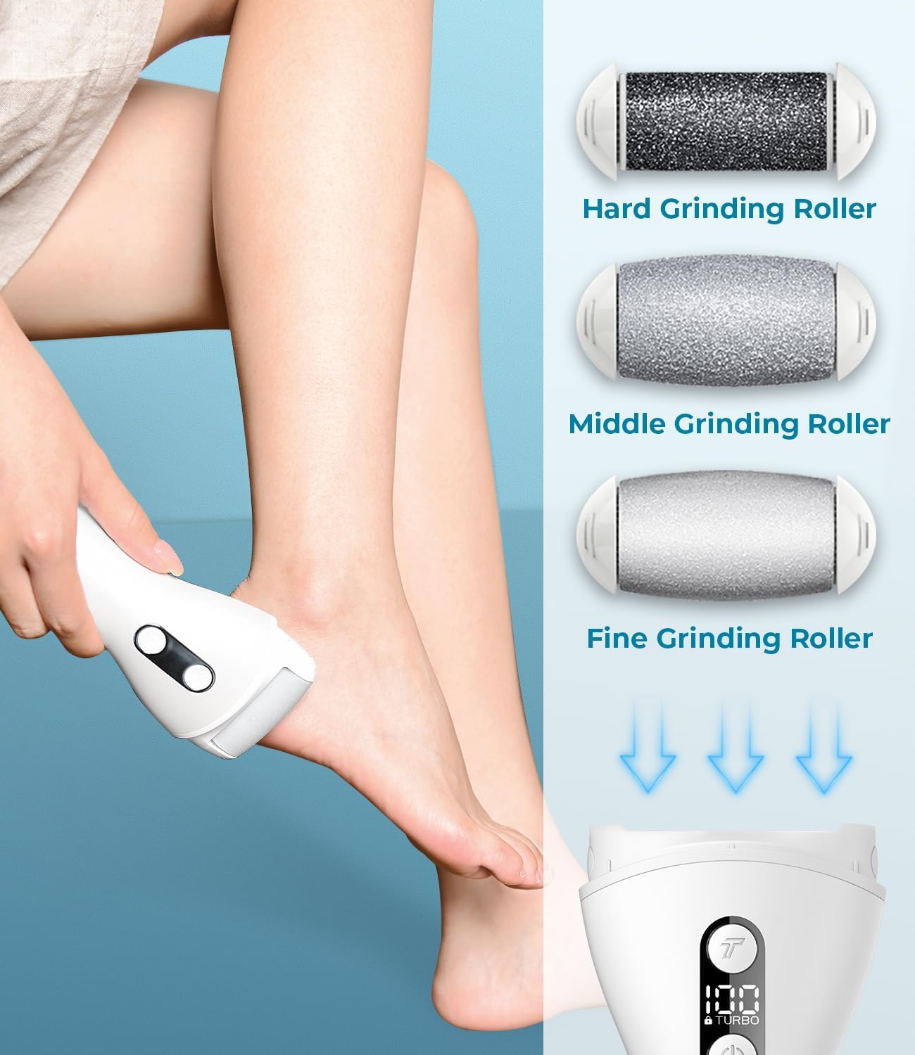 PRITECH – Removedor eléctrico de callos para pies, kit de herramientas de pedicura electrónica recargable para eliminación de callos, limpiador