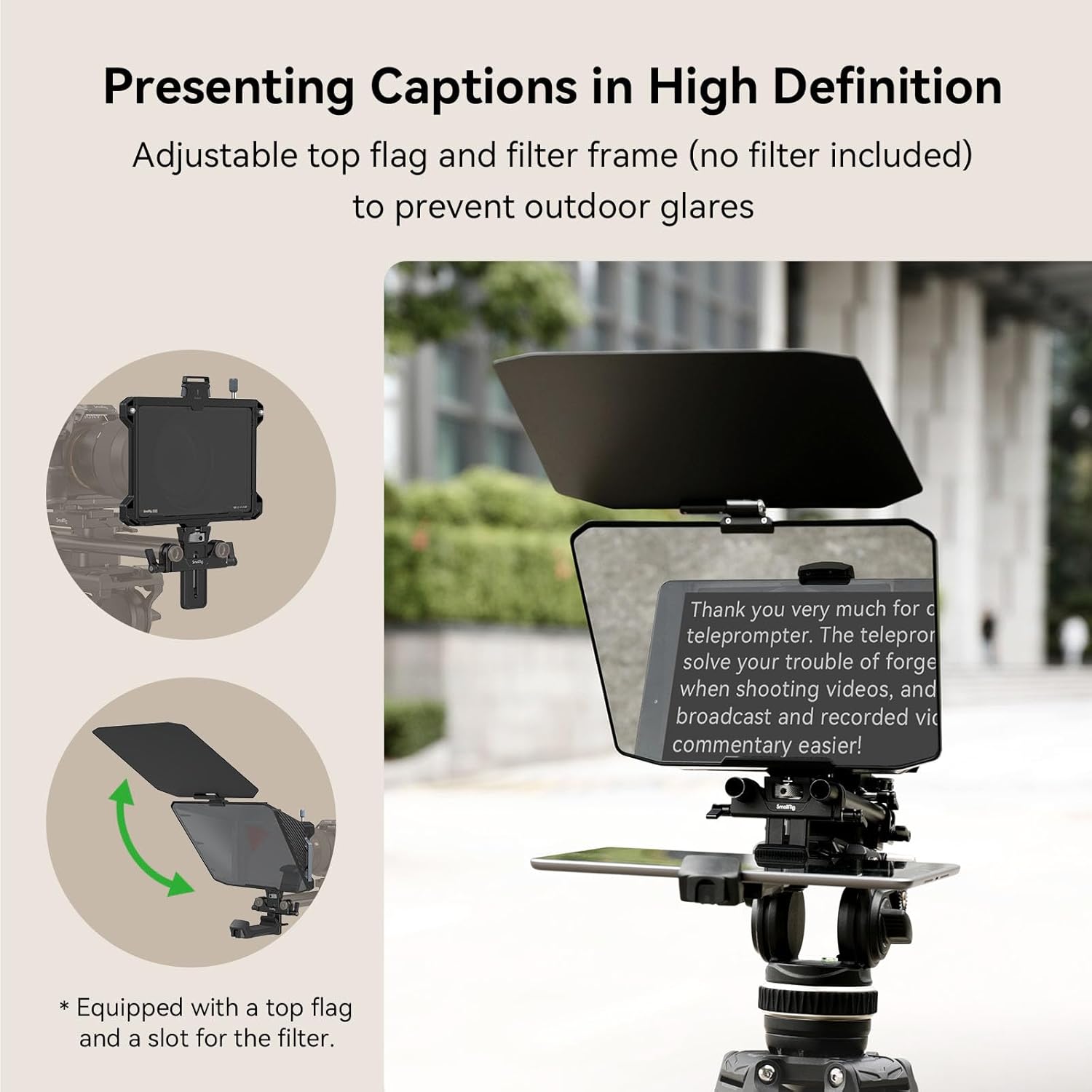 SmallRig Teleprompter para iPad Tablet de hasta 11 pulgadas, no para Smartphone, SmallGoGo APP soporta PDF Picture Word TXT, debe funcionar con