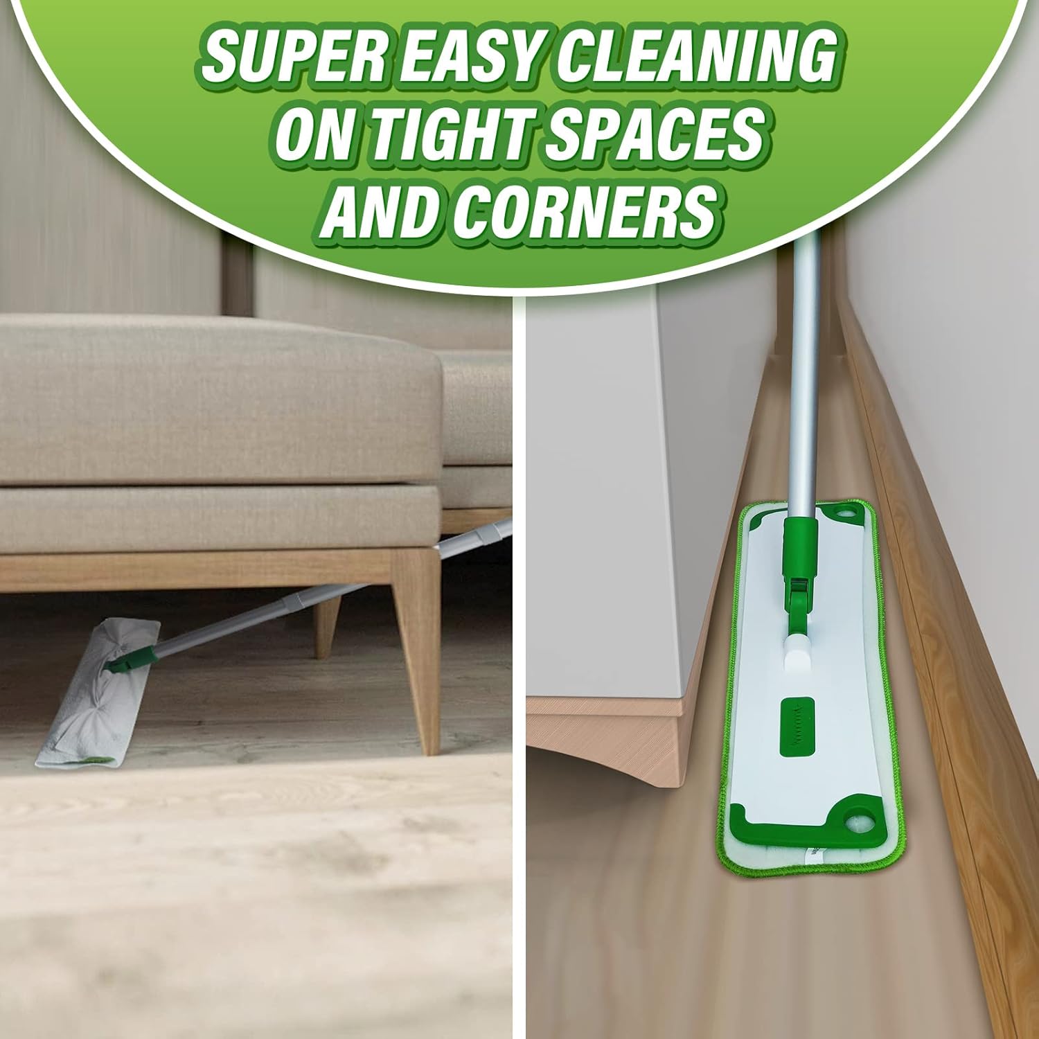 Trapeador de microfibra para limpieza de pisos, 2 almohadillas lavables reutilizables y 2 paños desechables para trapeador plano húmedo y seco con