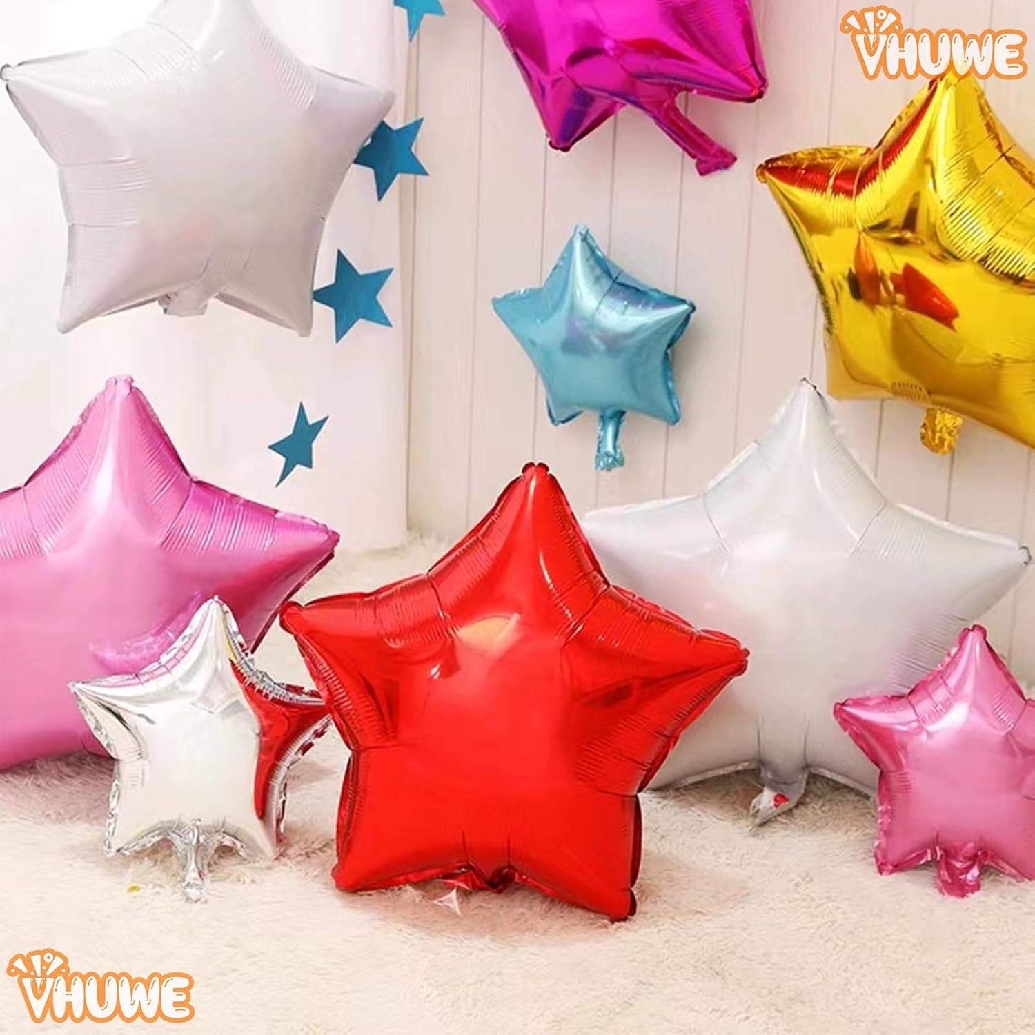 Globos de estrella roja de 18 pulgadas, 10 globos metálicos de aluminio de helio con forma de estrella roja para decoración de fiesta de cumpleaños,
