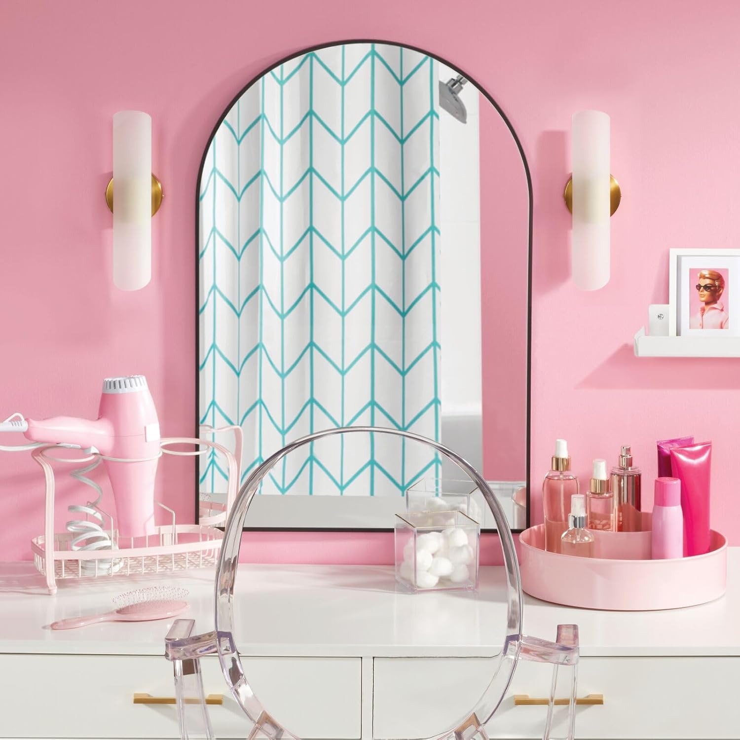 mDesign – Organizador de metal para el baño, para herramientas de cuidado del cabello y peinado, secadora, plancha alisadora, rizador, alisador del