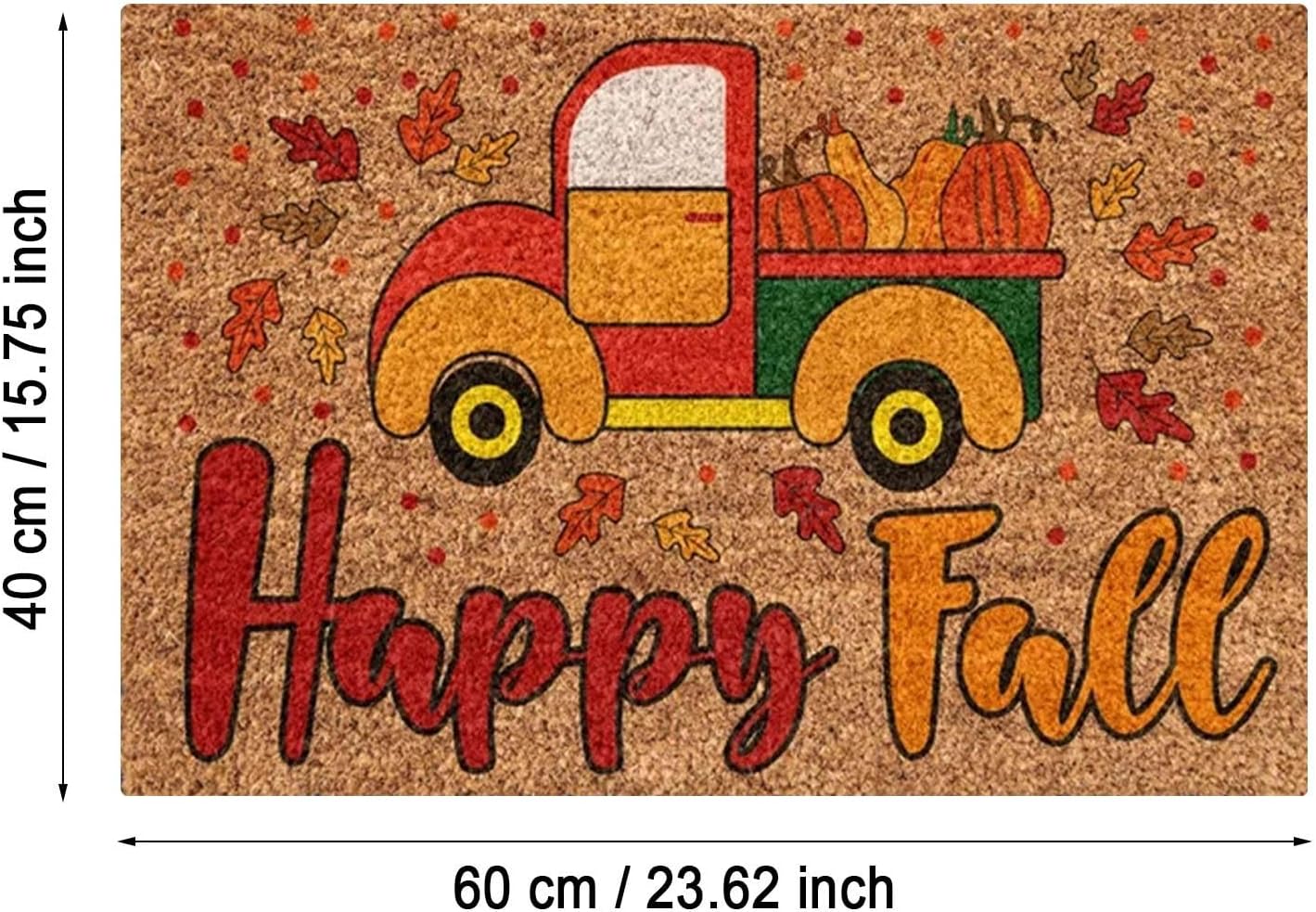 Felpudo de interior Happy Harvest personalizado otoño calabaza impresión Acción de Gracias bloque de color bienvenida suave exterior