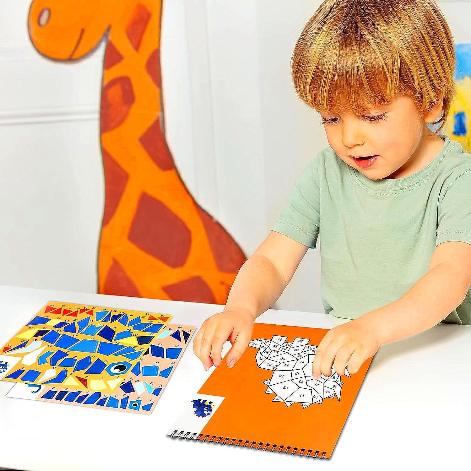 Manualidades para niños de 4 a 8 años, libros de pintura adhesiva, paquete de 6 libros de calcomanías de números para niños y niñas, recuerdos de