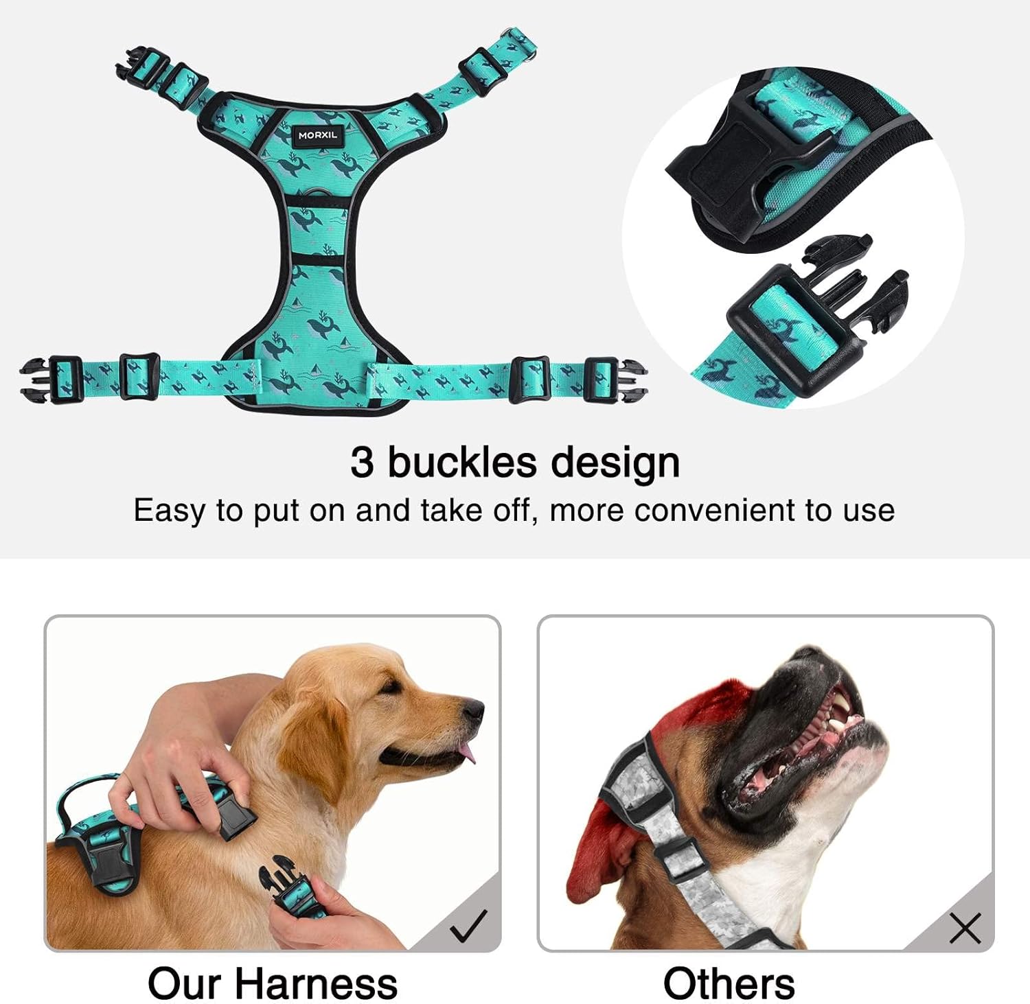 Arnés sin tirones para perros pequeños, medianos y grandes, juego de arnés reflectante y correa para perro, ajustable sin estrangulamiento y clip
