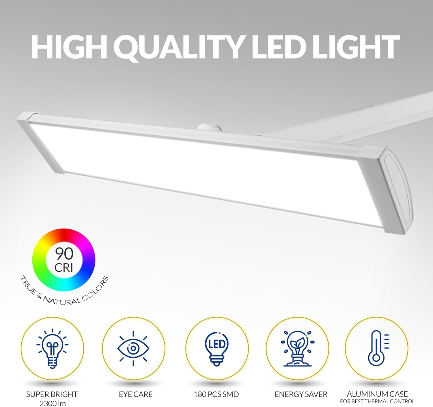 Lámpara de escritorio LED súper brillante de 2,300 lúmenes, potente para el cuidado de los ojos, brillo ajustable, luz de trabajo para el hogar,