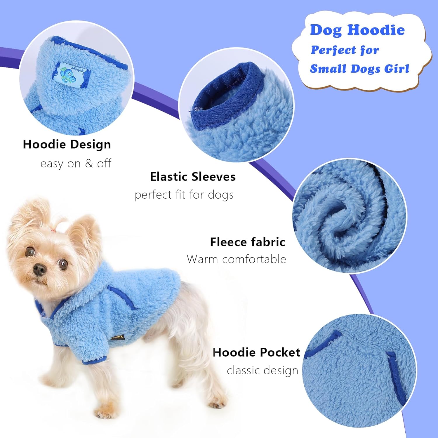 Sudadera con capucha para perro, ropa de invierno para perros pequeños, niños y niñas, sudaderas con capucha para perros para clima frío, abrigos de