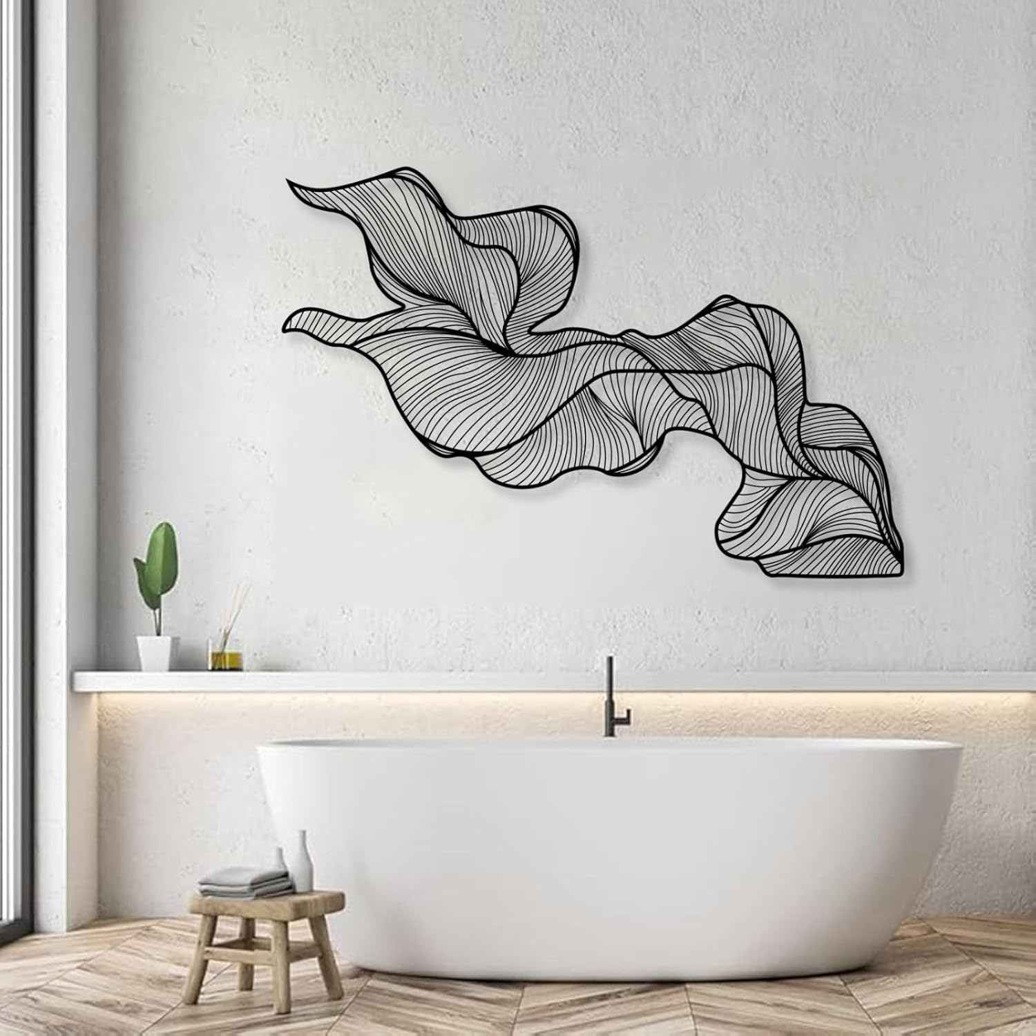 Arte abstracto de pared de metal, arte de pared de líneas de metal, decoración moderna de pared de metal, arte moderno de pared de metal, decoración