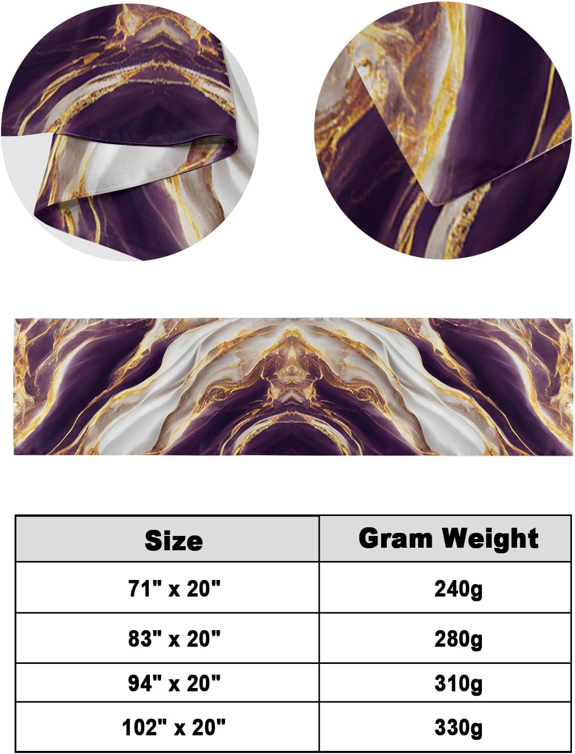 Caminos de cama con textura de mármol blanco y dorado morado para dormitorio, hotel, bufandas decorativas, grietas naturales, piedra de granito,