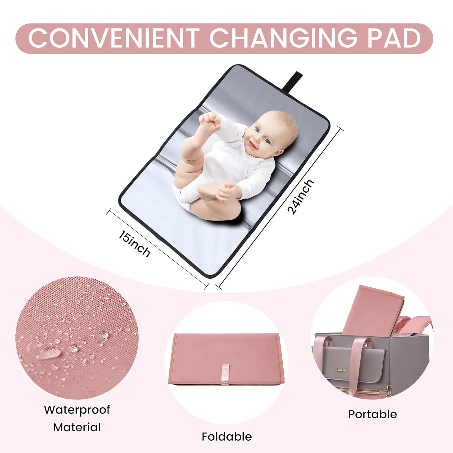 LOVEVOOK Mochila para pañales, bolsa de pañales con bolsillos aislados, bolsa de bebé para niñas y niños con cambiador, bolsa de pañales grande para