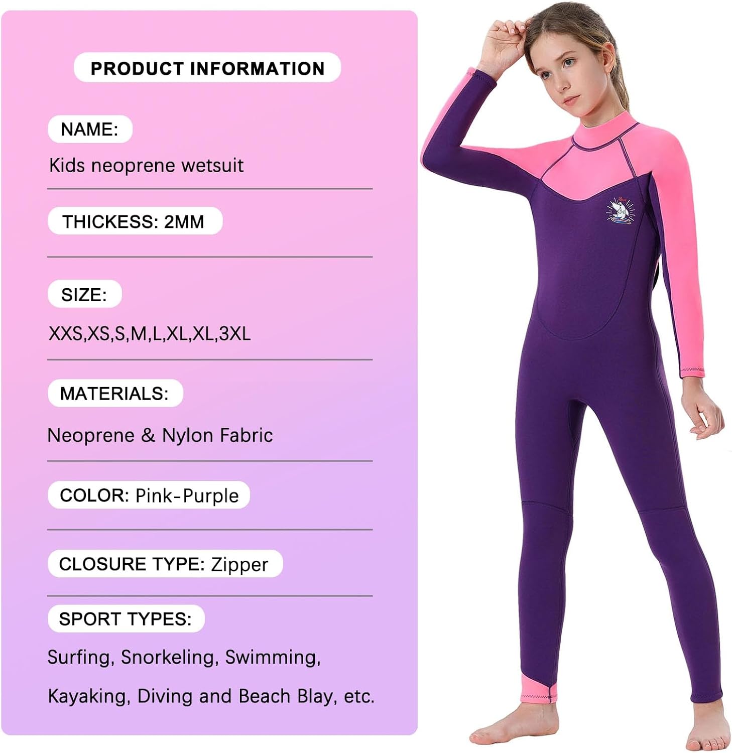 TBLUITE Traje de neopreno para niños y niñas en agua fría, 0.118 pulgadas y 0.079 pulgadas con cremallera trasera de neopreno cortolargo para