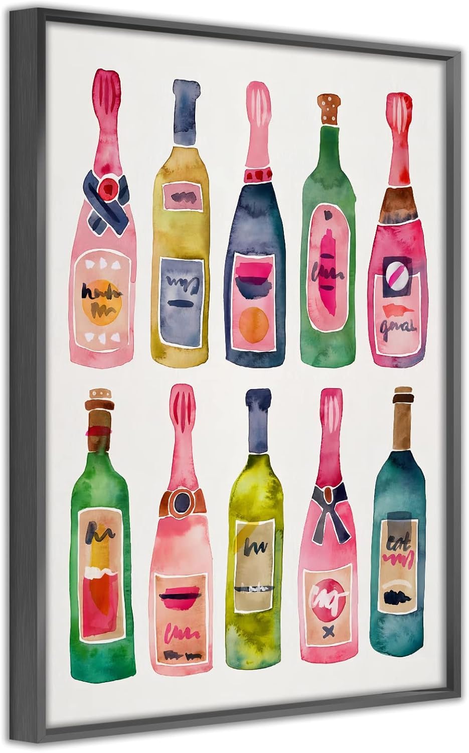 Impresiones artísticas de pared de moda, póster de la colección champán, estilo acuarela, lienzo decorativo para pared, marco de aluminio colgante