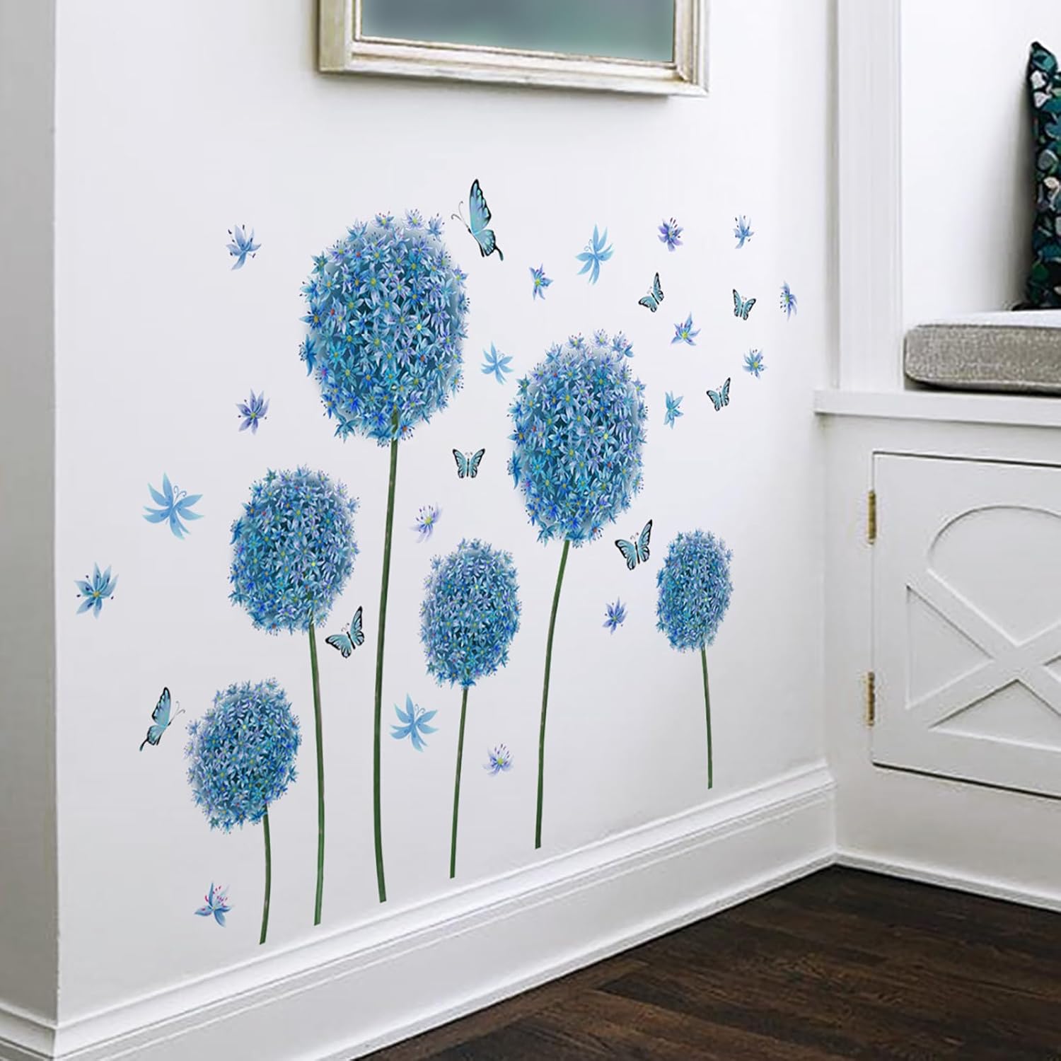 Calcomanías de pared de flores, calcomanías de pared florales extraíbles para despegar y pegar, calcomanías de pared de flores extraíbles,