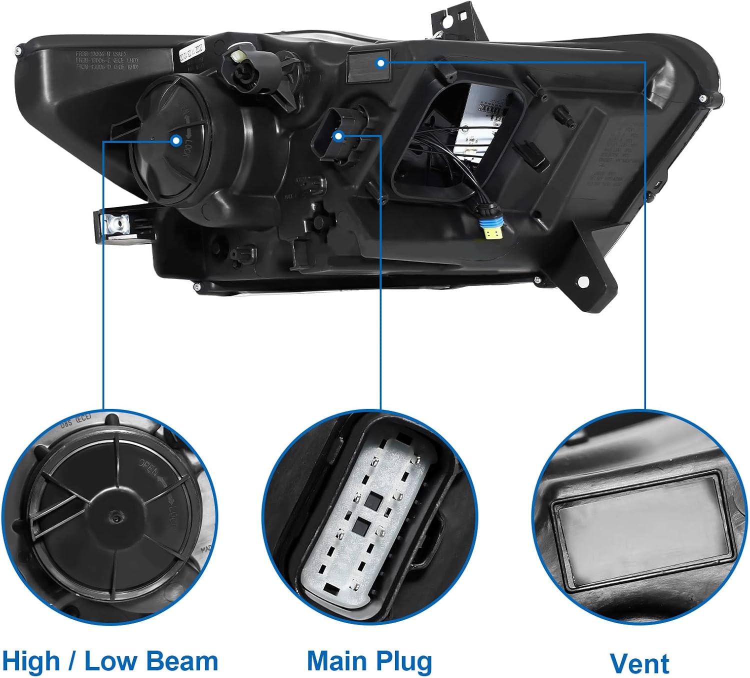 Conjunto de faros delanteros tipo HIDxenón compatible con Ford Mustang 2015 2016 2017 Pasajero y lado del conductor