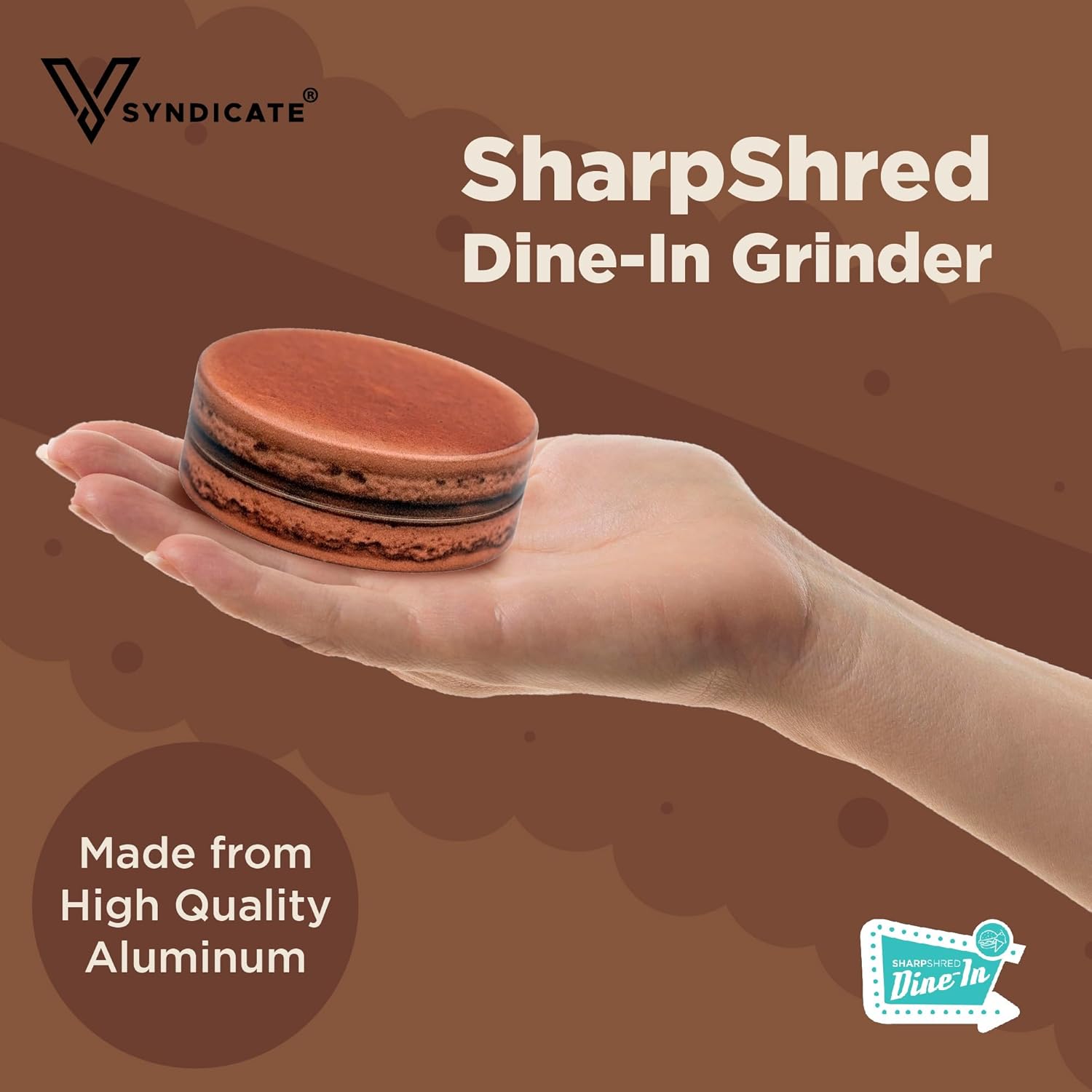 V Syndicate – Molinillo de comedor SharpShred  Molinillo de hierbas de aluminio de 2 piezas con dientes afilados para moler sin esfuerzo y fácil