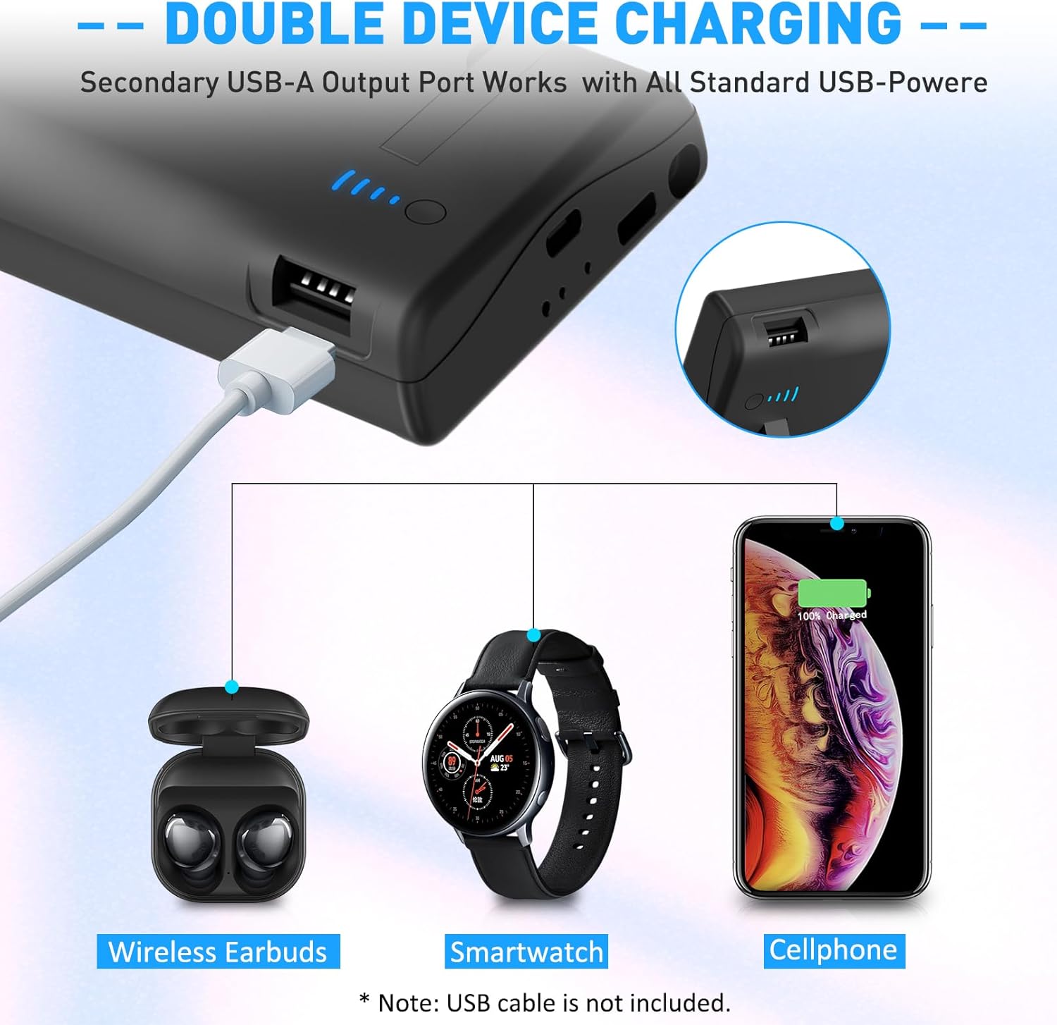 Galaxy S22 Ultra – Funda de batería con función atril y doble dispositivo de carga y 5000 mAh, funda de cargador de respaldo recargable para Samsung