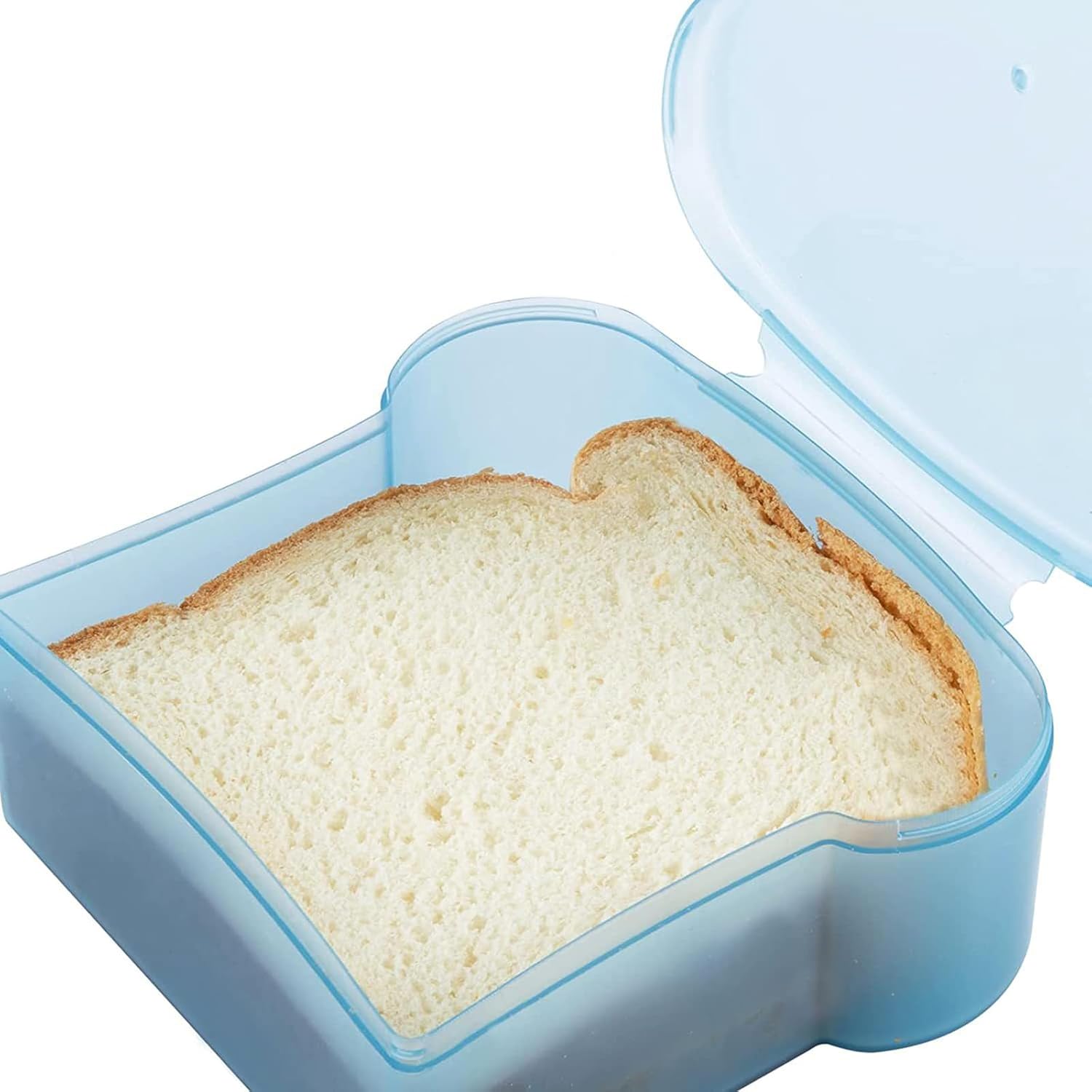 mollensiuer 2 cajas de sándwich en forma de tostada, soporte de sándwich de plástico, recipientes de almacenamiento de alimentos con tapa, lonchera