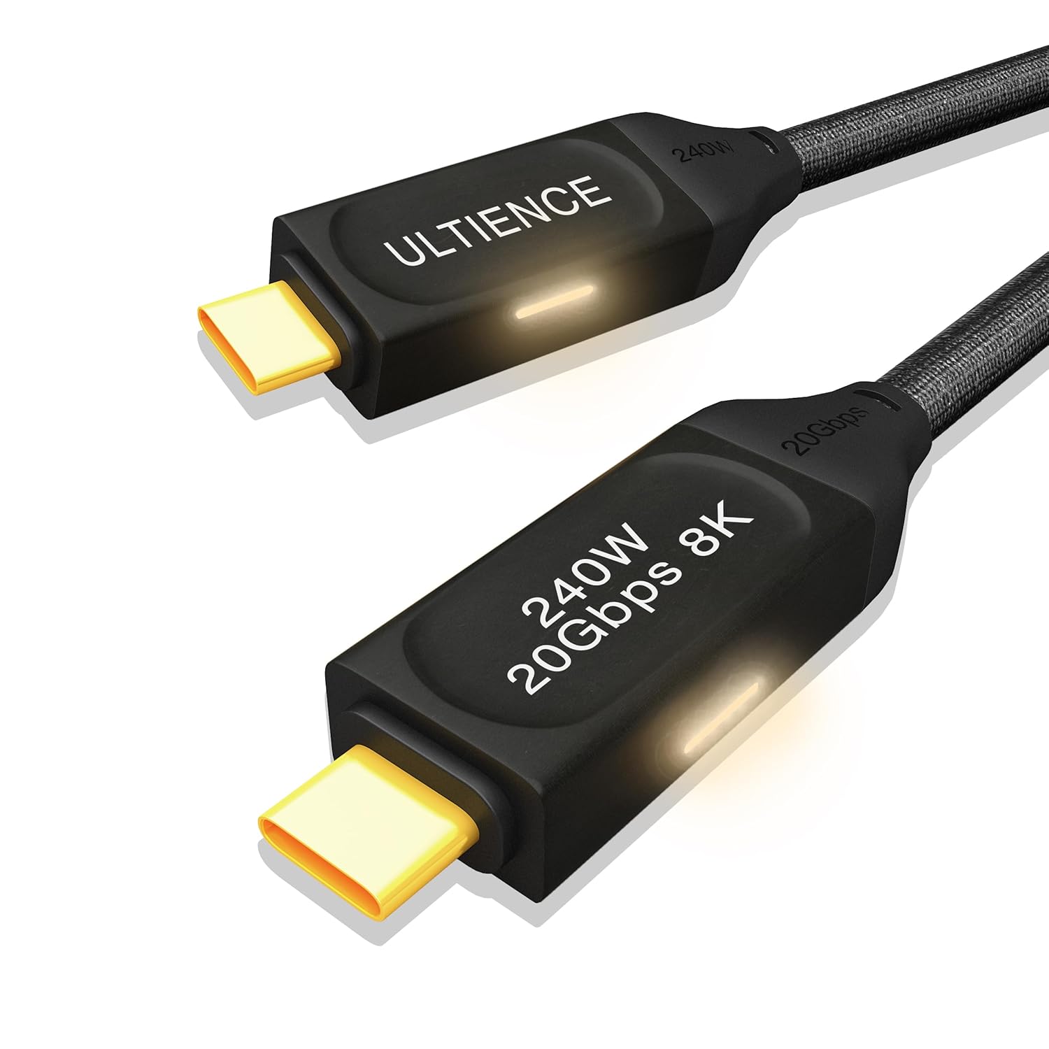 Cable de carga rápida USB C a USB C de 240 W, 4.9 pies, compatible con monitores Thunderbolt 3USB 4PD8K, cable trenzado de transferencia de datos de