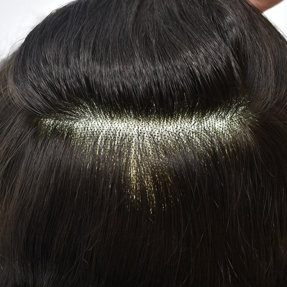 Toupee – Tupé de cabello humano europeo para hombre, sistema de cabello fino mono para hombre, sistema de reemplazo de cabello para hombres para