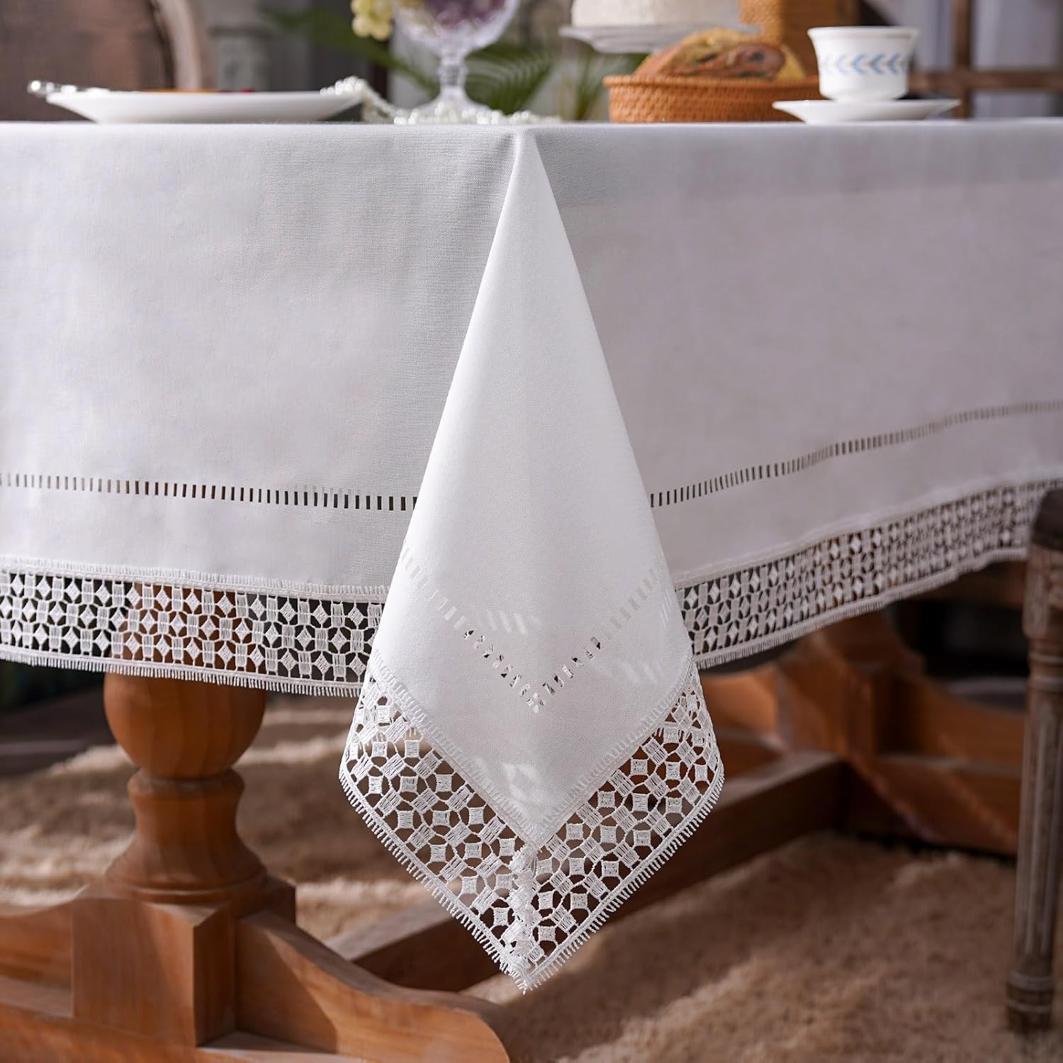 ARTABEL – Manteles de mesa de trabajo cortados con encaje láser troquelado a láser, exquisitos vintage, Shabby Chic para mesas largas de cena de