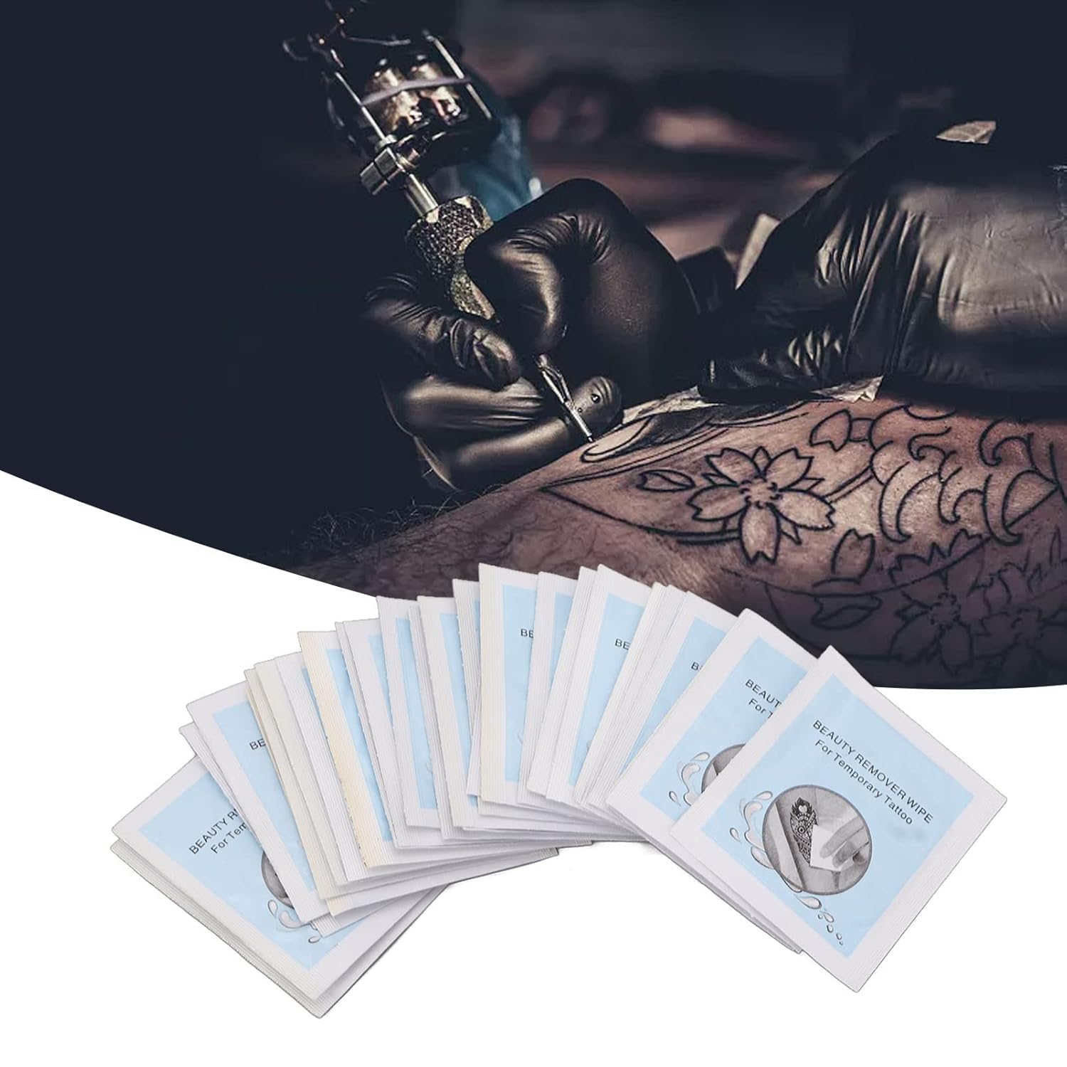 Sonew 120 toallitas de limpieza temporales de tatuajes, toallitas desechables para eliminar patrones de tatuajes, envueltas individualmente, 1