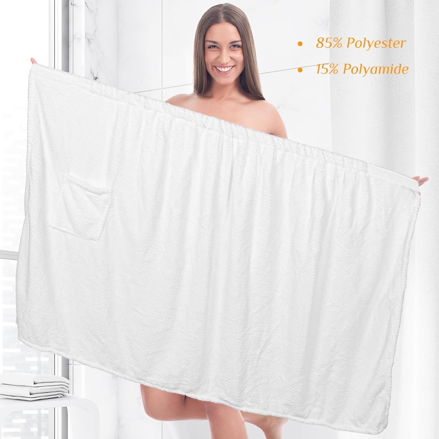 Tigeen 12 piezas de bata de spa para mujer, toallas de spa con bolsillo ajustable, toallas ligeras para baño y ducha, Blanco