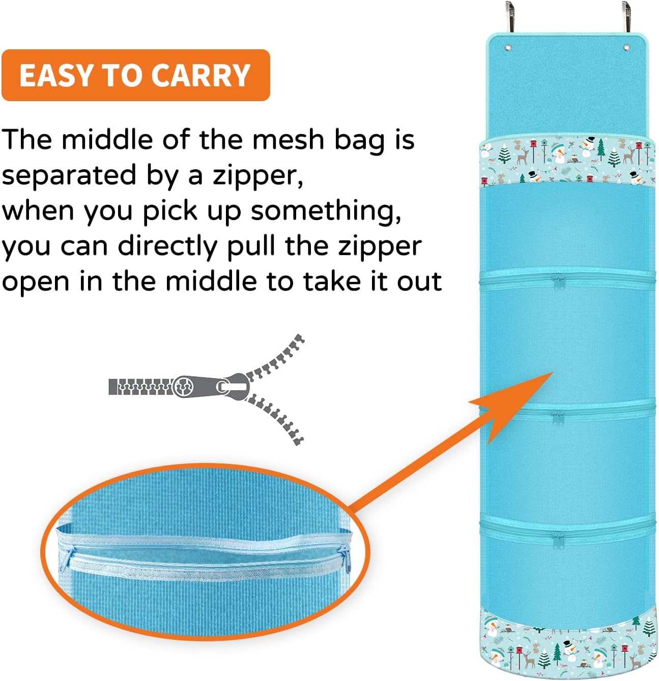 Hanging Organizer, Over The Door Hanging Sports Equipment and Ball Storage, Garage Sports Equipment Organizer for Hold Soccer, Basketball, Football,