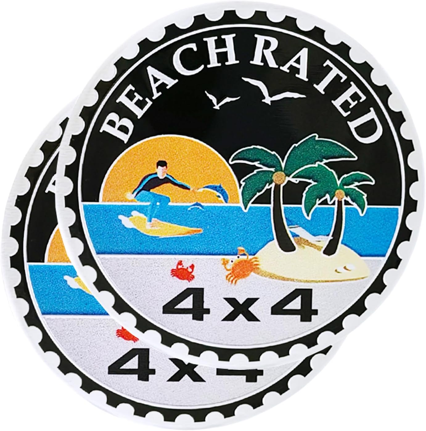 2 insignias de playa clasificadas para automóvil, insignias de metal para automóviles de 4 x 4, insignias de metal redondas 3D, calcomanías de