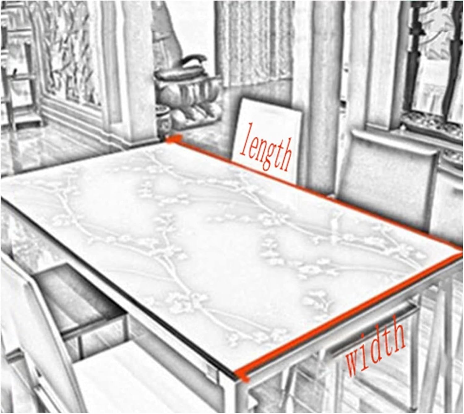 Protector transparente para mesa de comedor, mantel de plástico impermeable, cubierta de PVC, rectangular, para comedor (color  0.059 in, tamaño