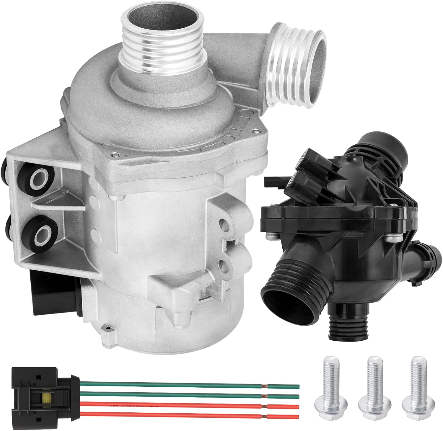 Bomba de agua de motor eléctrico 11517586925 y termostato refrigerante compatible con BMW 128i 325i 325xi 328i 328xi 330i 330xi 525i 525xi 528i