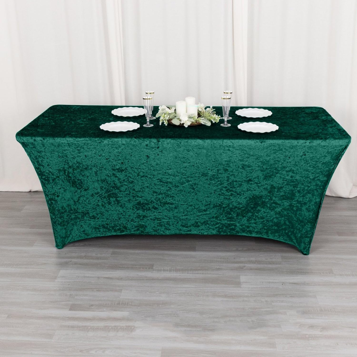 Efavormart – Mantel rectangular de terciopelo aplastado de 6 pies, color verde esmeralda