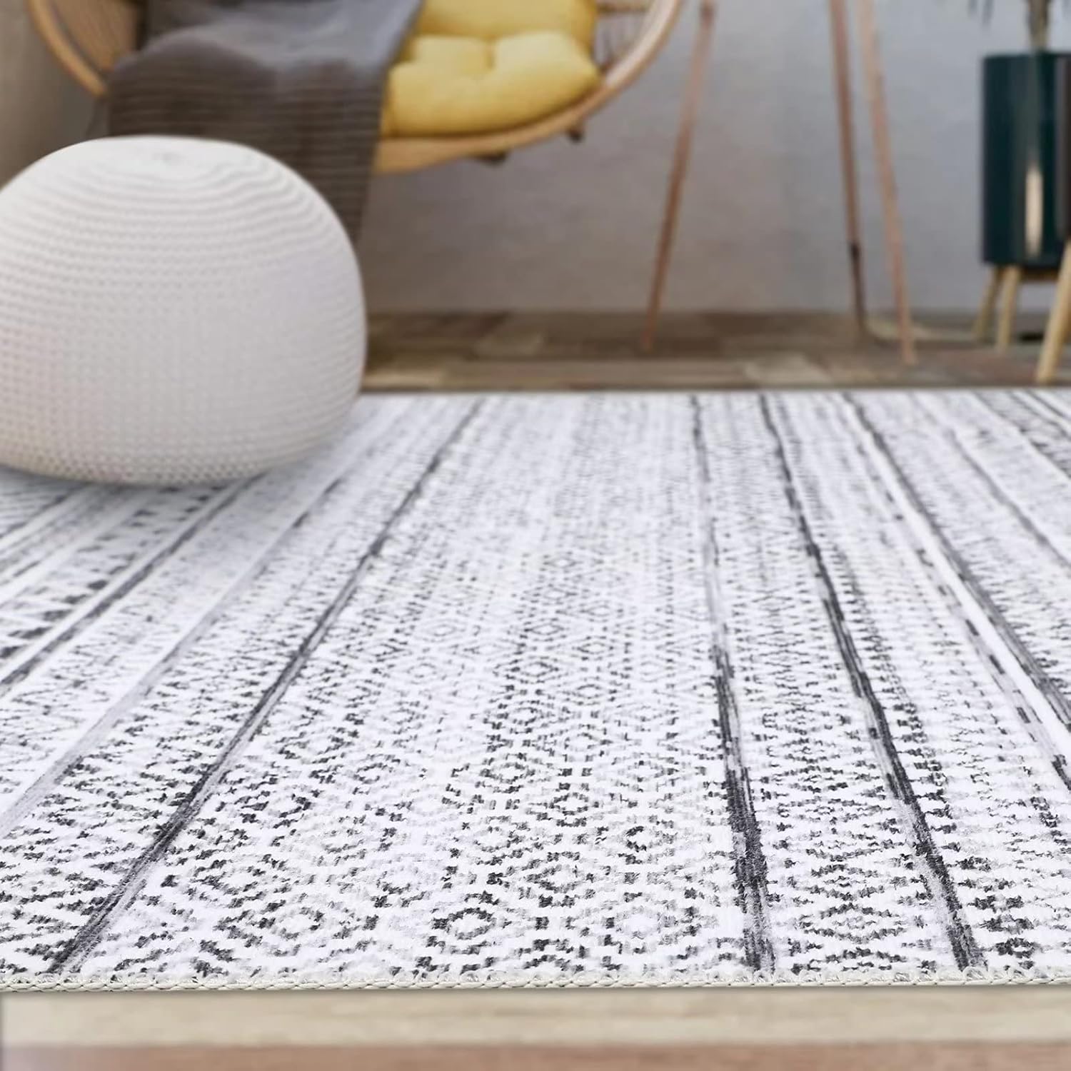Alfombra lavable de 2 x 10 pies, estilo vintage, bohemio, geométrico, para pasillo, alfombra marroquí envejecida, alfombra de pasillo de pelo bajo,