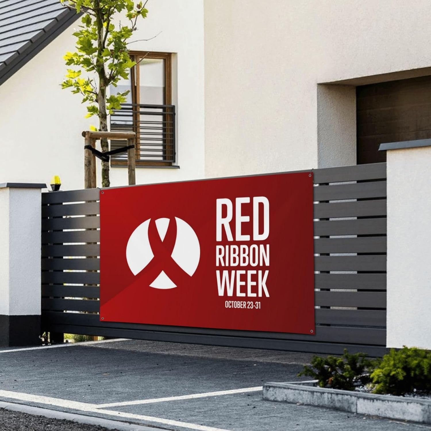 Cartel de fondo con texto en inglés “I Wear Red Ribbon Week Awareness Week Week Awareness Banner” para decoración de vacaciones, fondo de cabina de