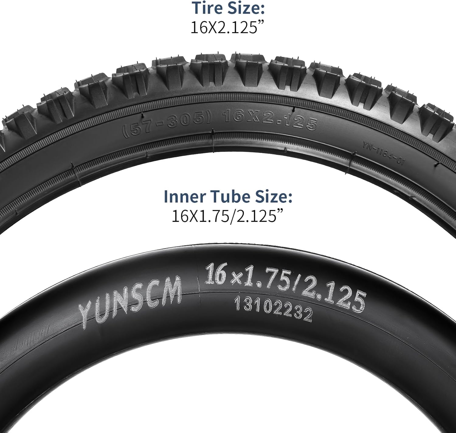 2 neumáticos para bicicleta de montaña de 16 pulgadas de 16 x 2.12557-305 60TPI y 16 pulgadas, válvula Schrader con 2 tiras de llanta compatibles