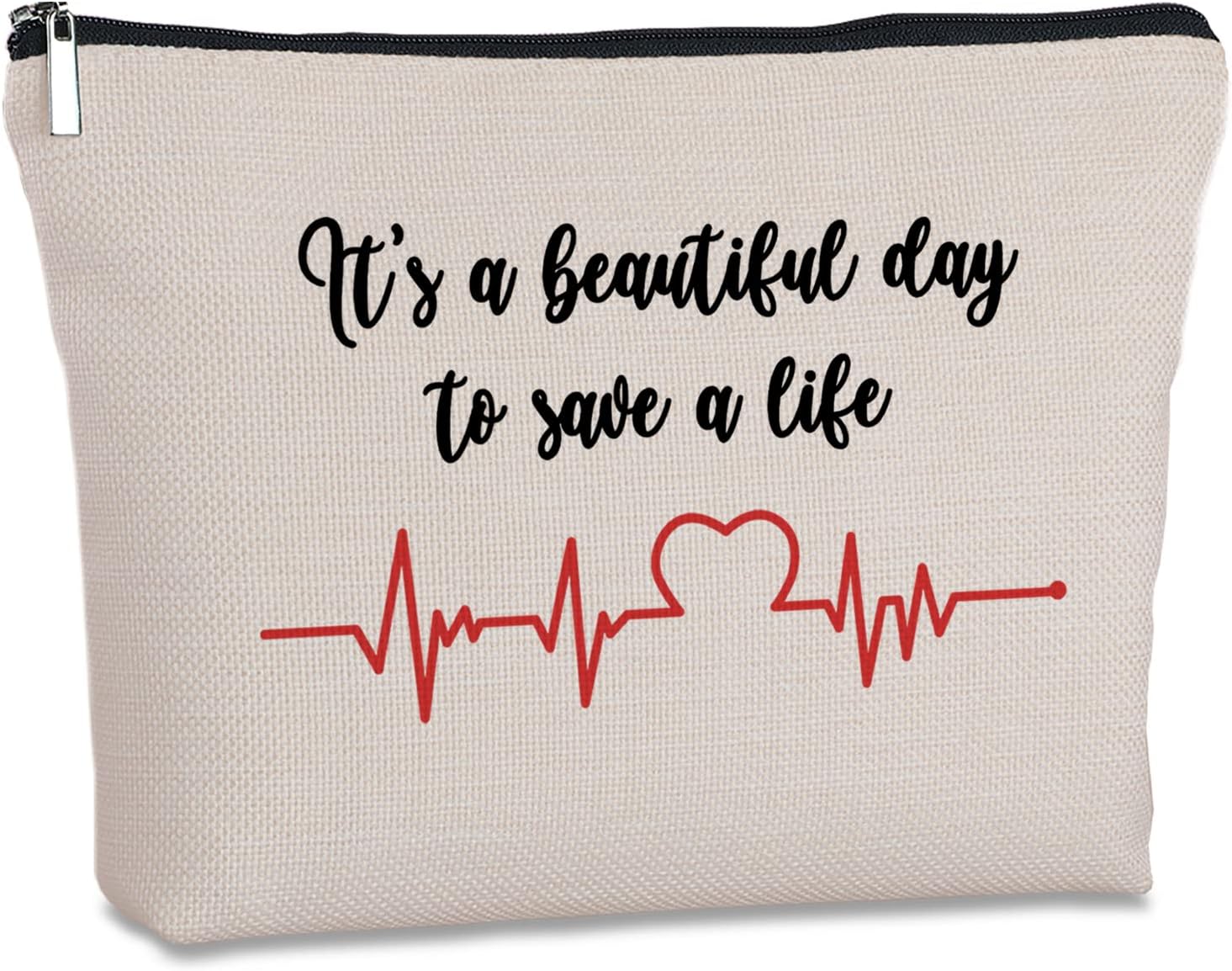 Yegifeyct Regalos de agradecimiento para enfermeras para mujeres, bolsa de maquillaje de viaje con texto en inglés “It’s a Beautiful Day to Save a