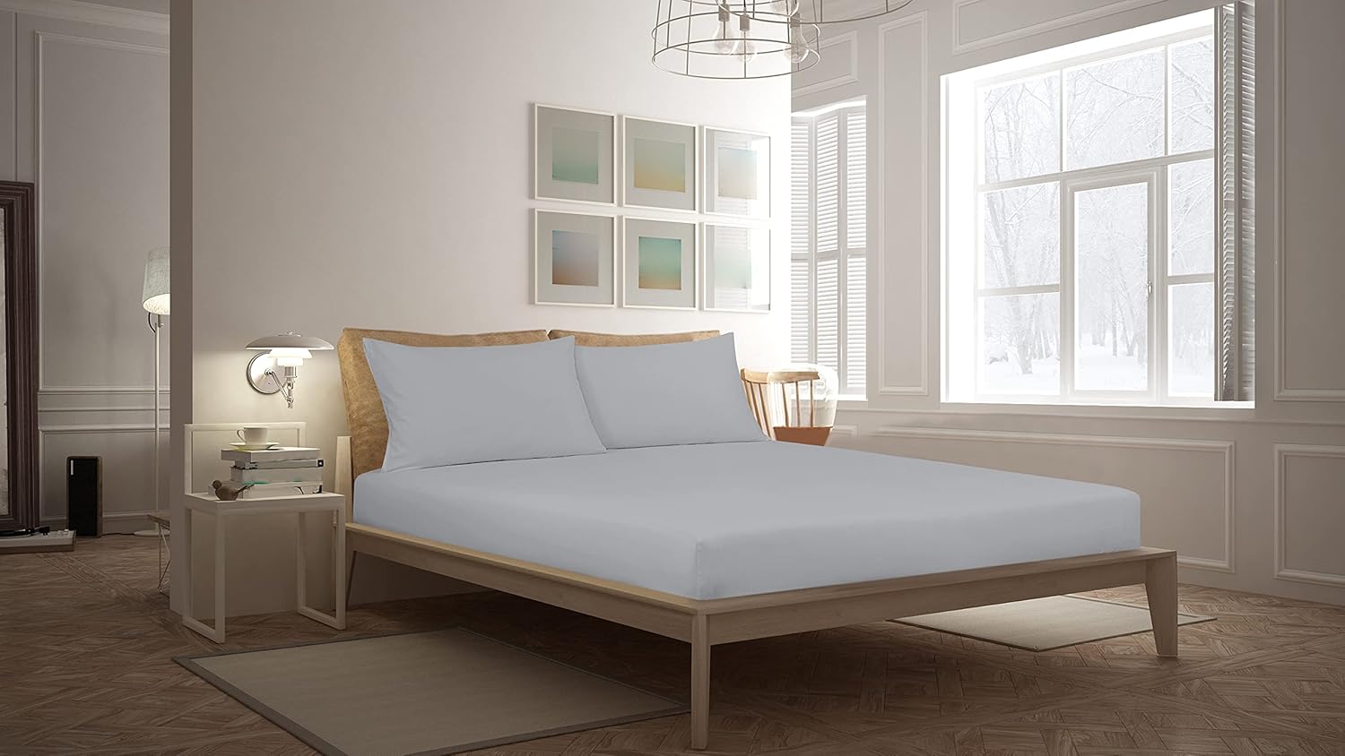 Royale Linens – Sábana bajera tamaño Queen, calidad de hotel cepillada 1800, ultrasuave, resistente a arrugas y decoloración, bolsillo profundo de