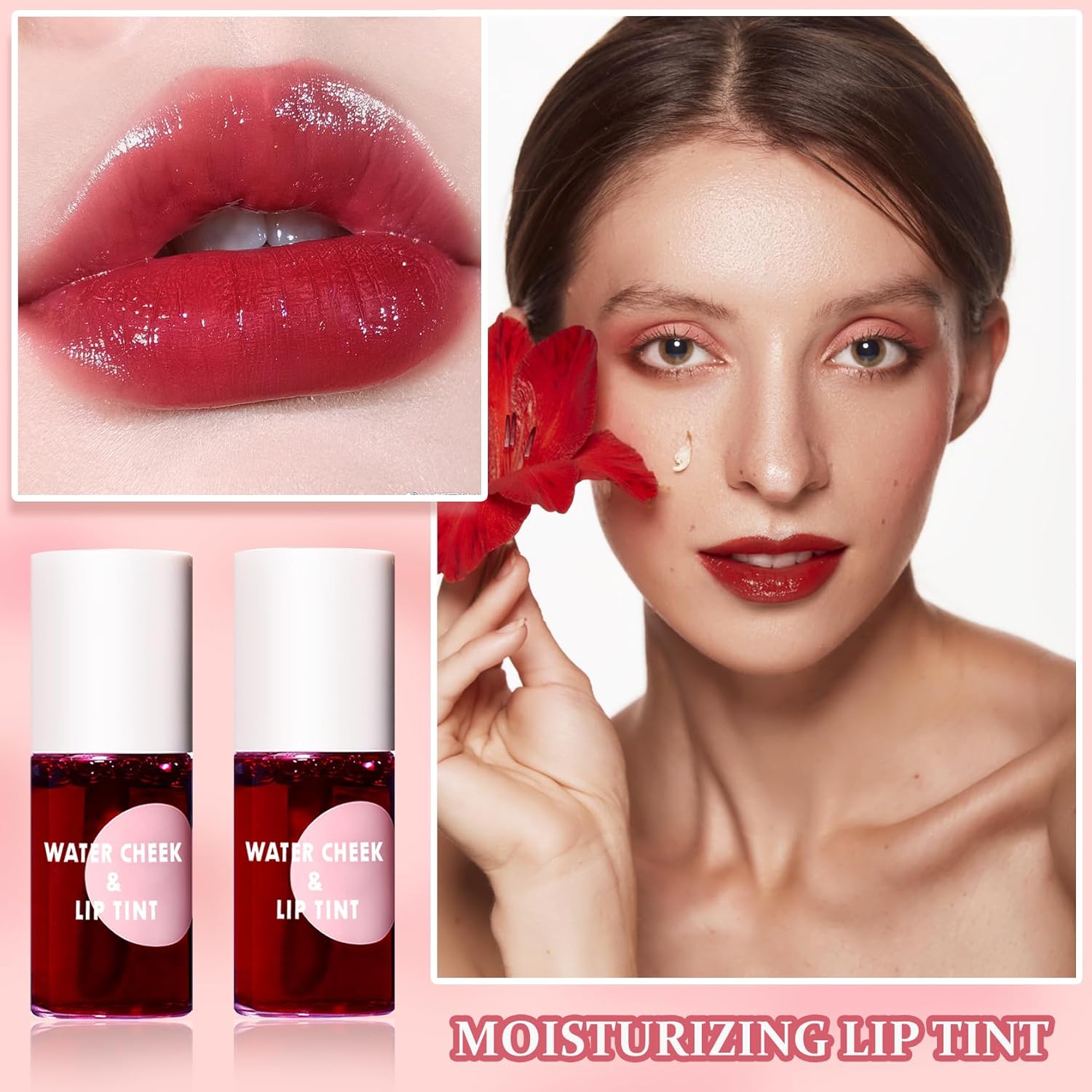 Juego de 2 tintes labiales de terciopelo, brillo labial hidratante, larga duración, impermeable, juego de pintalabios líquidos, multiusos, tinte