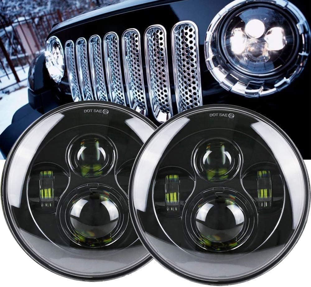 Atubeix Faro LED de 7 pulgadas, para Jeep Wrangler 2007-2017 JK TJ LJ CJ H1 H2 luz altabaja reemplazar DRL accesorios para faros delanteros (negro)