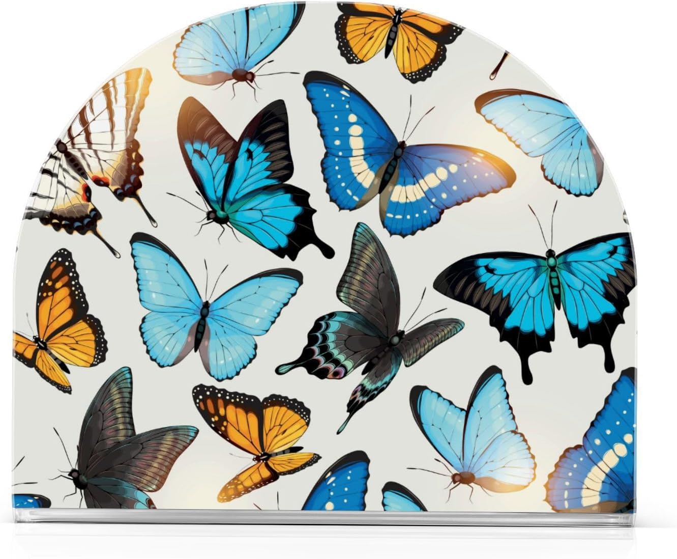 Hermoso soporte de servilleta de acrílico de mariposa transparente para mesa de cocina, soporte decorativo moderno para el hogar