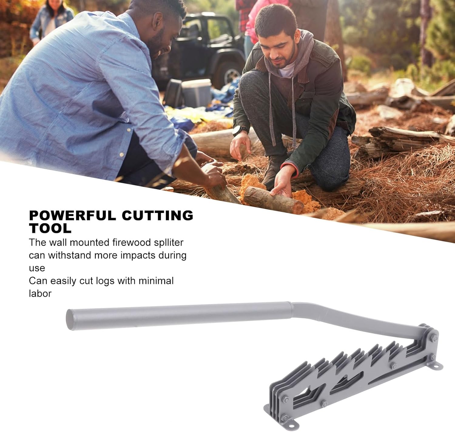 TOPINCN Divisor de troncos montado en la pared, divisor de leña de acero de alto carbono para madera, divisor de madera manual portátil de leña