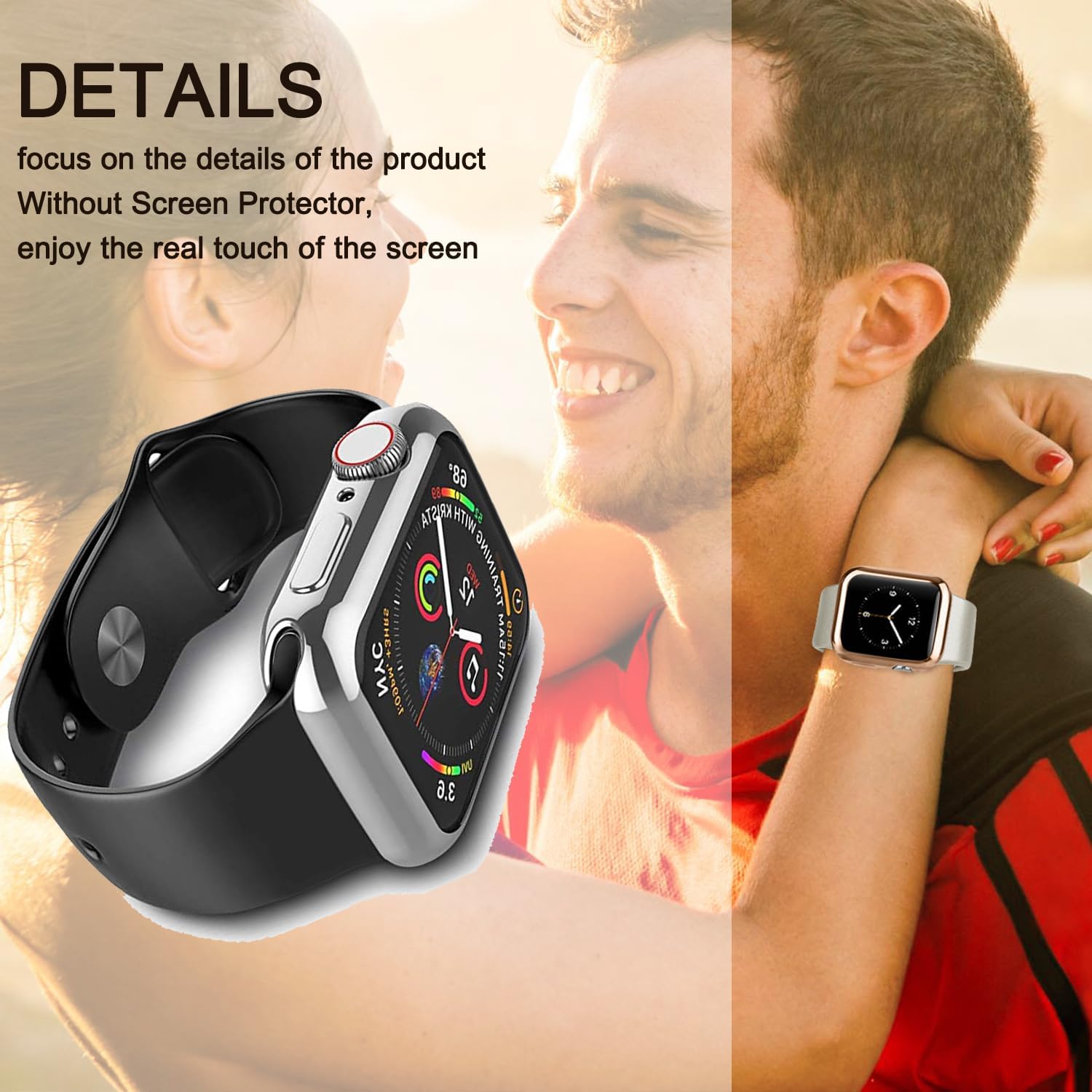 Mugust Funda de reloj de 1.732 pulgadas compatible con Apple Watch SESE2Series 6Series 5Series 4, suave, flexible, ultrafina, brillante, poliuretano
