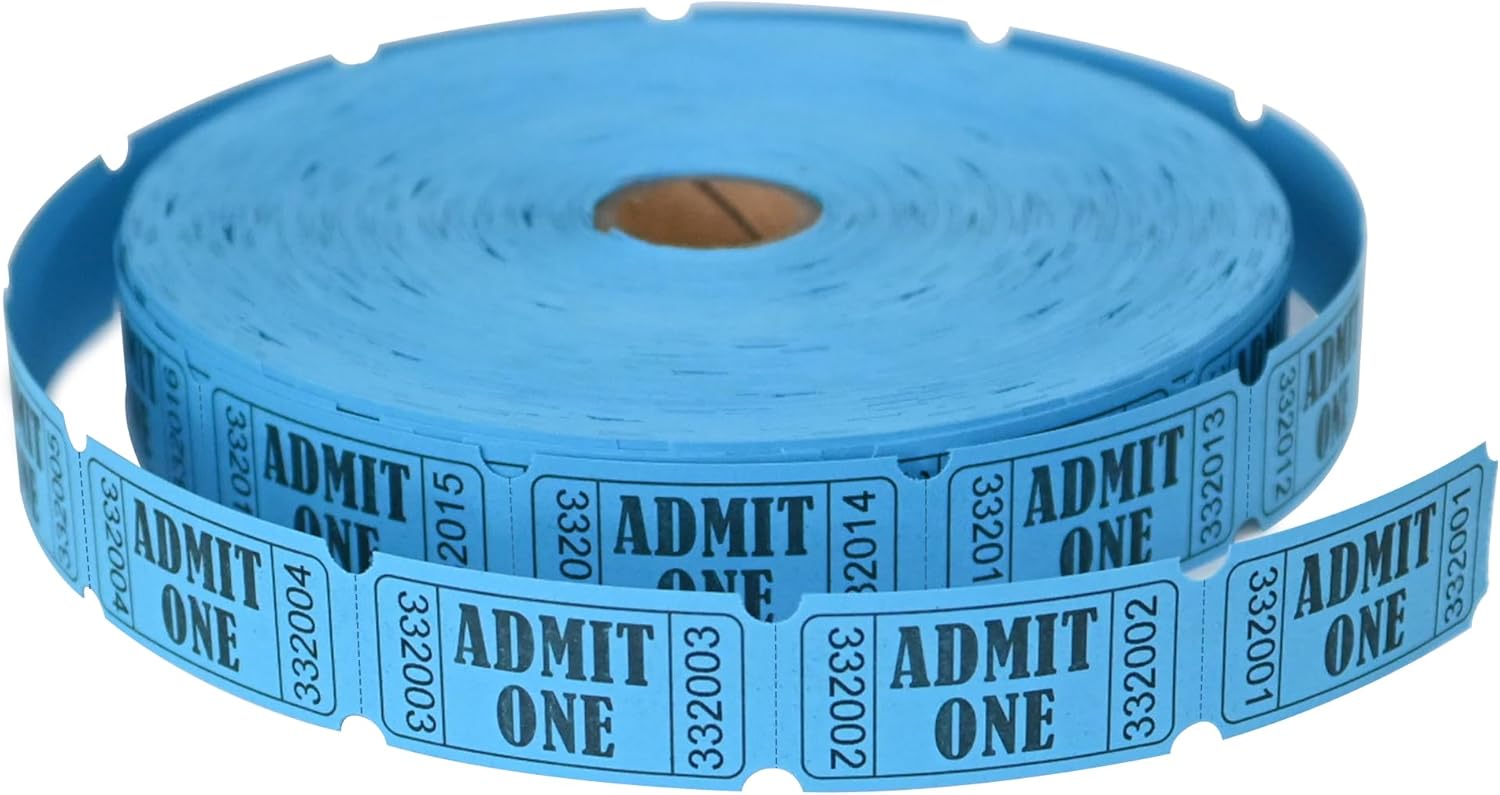 L LIKED 2000 boletos azules para rifas con perforaciones y números consecutivos, rollo de boleto único para eventos, carnavales, premios de puerta y