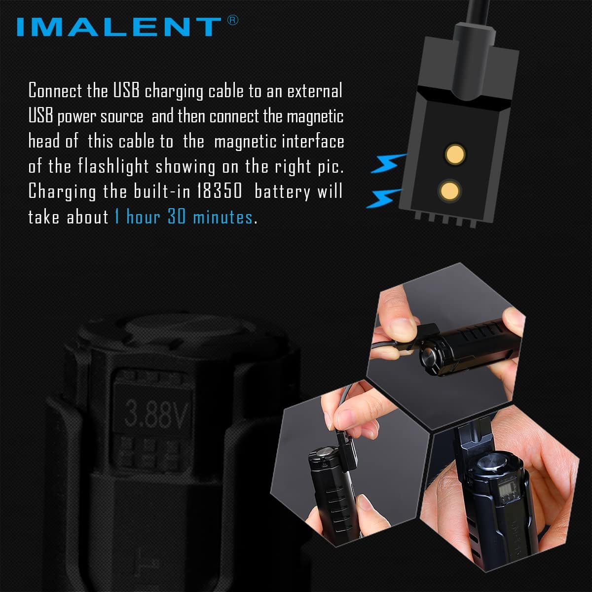 IMALENT LD70 EDC linterna de mano recargable, alto rendimiento 4000 lúmenes con un CREE XHP70.2 LED, 5 niveles de claridad para acampar y senderismo