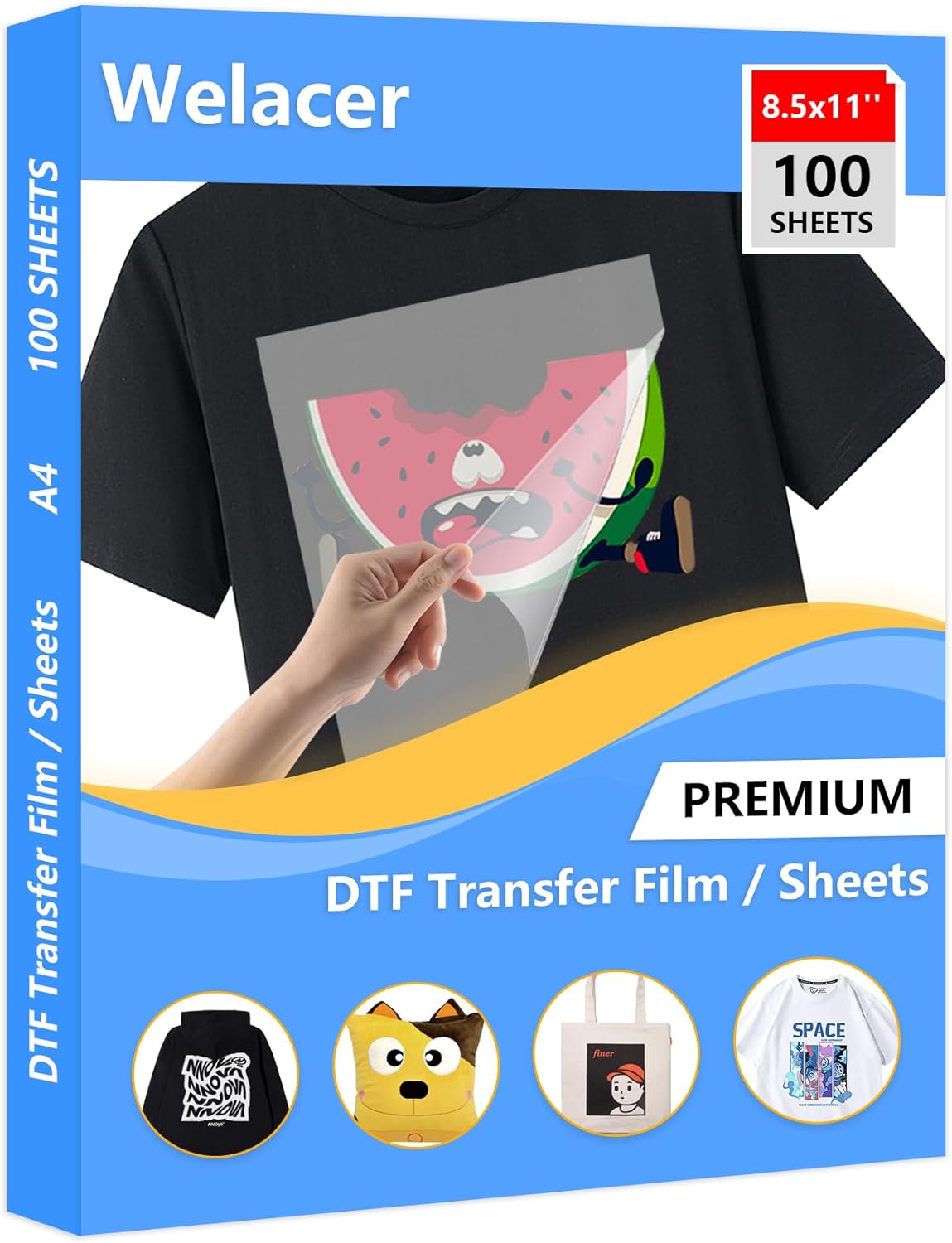 100 hojas de papel de película de transferencia DTF de 8.5 x 11 pulgadas, hojas de pretratamiento transparentes gruesas de doble cara, papel de