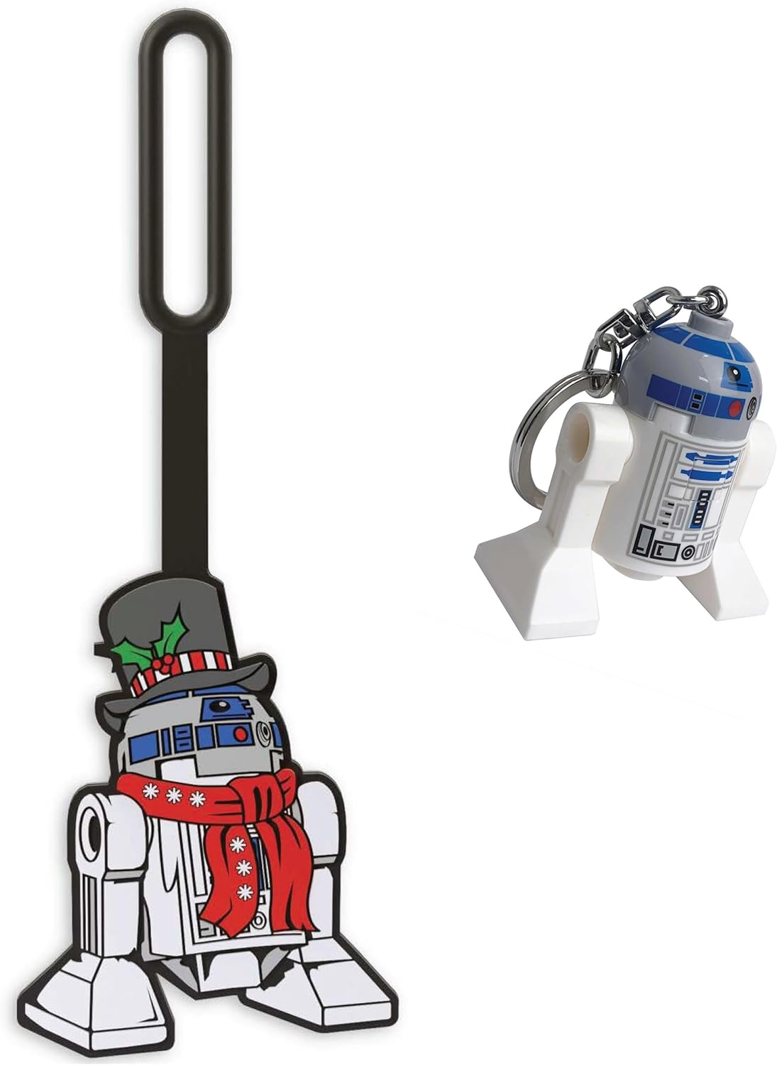 LEGO Star Wars R2-D2 – Paquete navideño – 1 llavero de luz + 1 bolsa de etiqueta de silicona